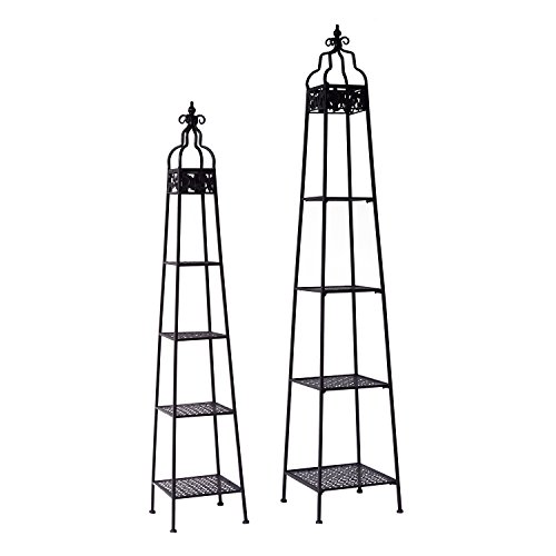 Outsunny 2 piece Decorative Metal Corner Shelf Outdoor Plant Stand