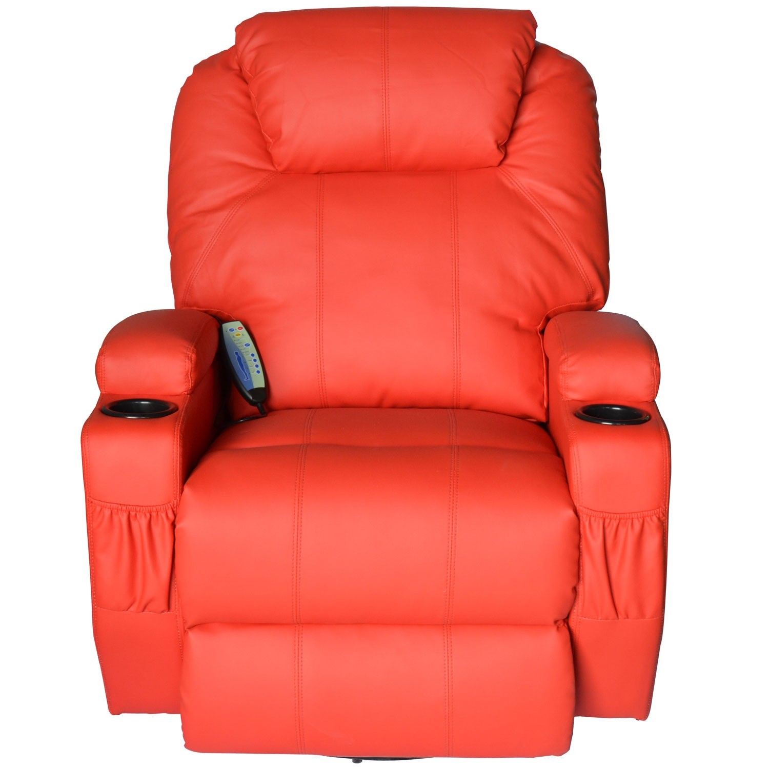 Deluxe Heated Vibrating PU Leather Massage Recliner Chair Red