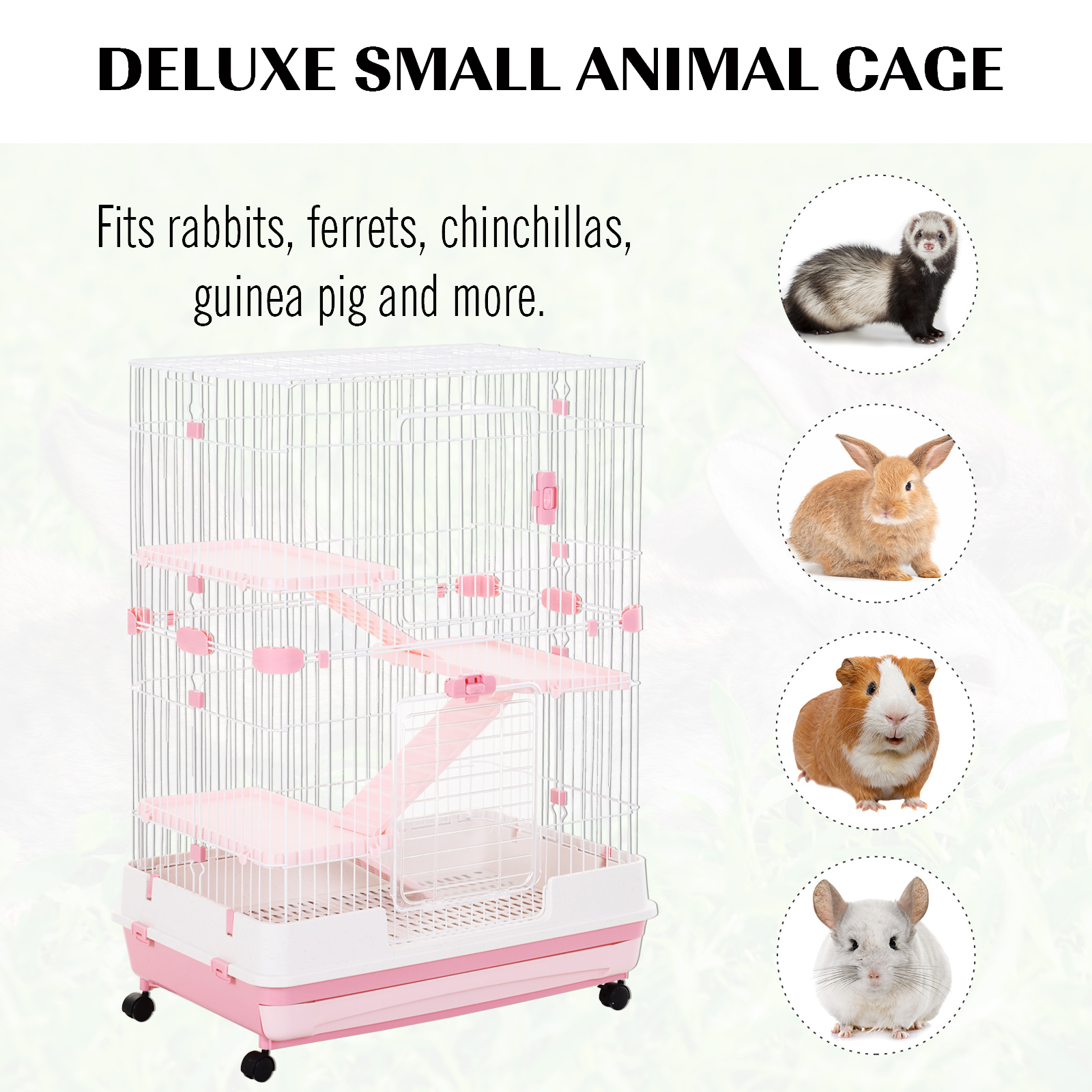 y⭐︎Rabbit Amazon.com: PawHut Indoor Rabbit Hutch with Wheels, 2-Tier