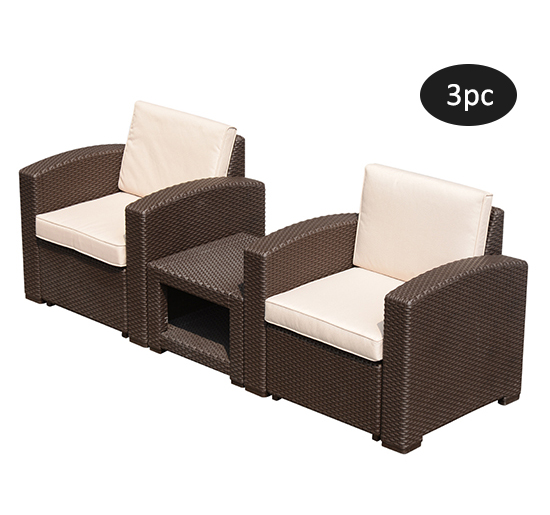 Outsunny 3 Piece Rattan Style Resin Wicker Outdoor Arm Chair & Side