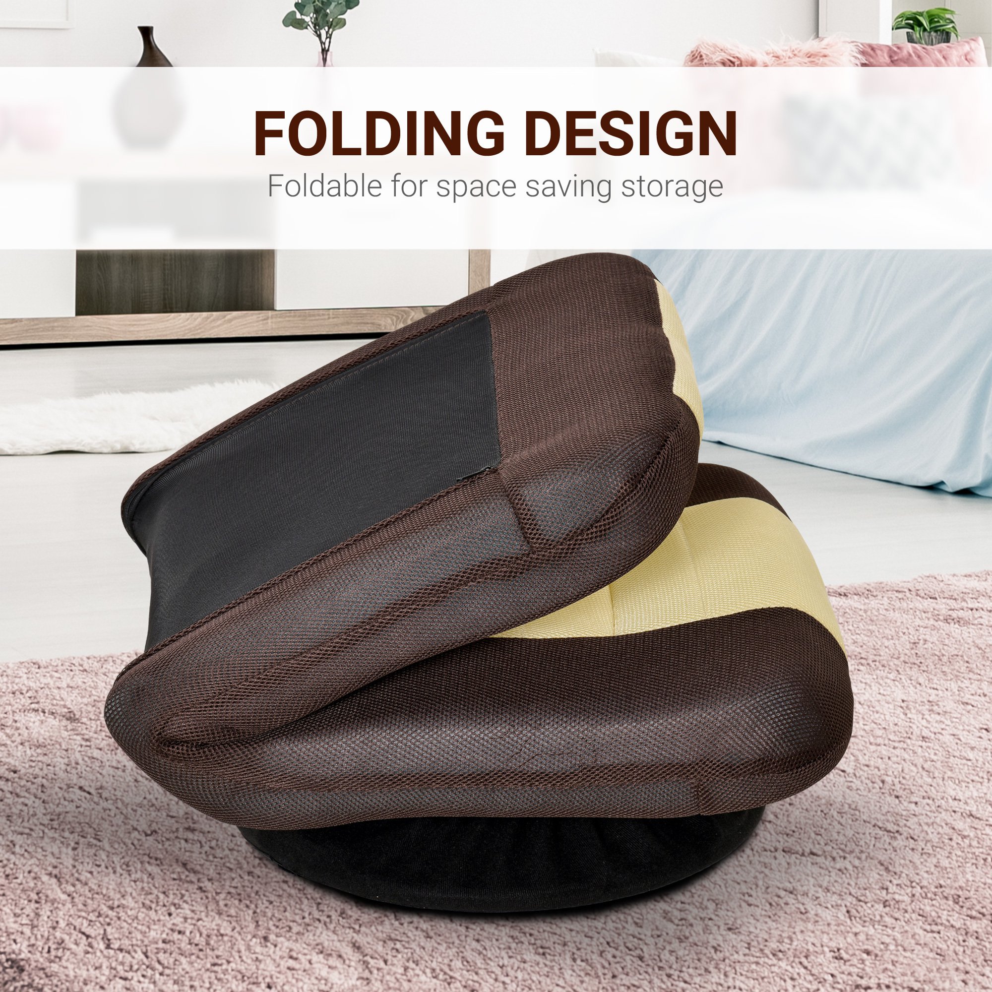 HOMCOM Swivel Gaming Chair 360 Degree 5-Position Adjustable Floor Chair Rocker for TV, Reading, Playing Games,  Lazy Chair, Beige 3