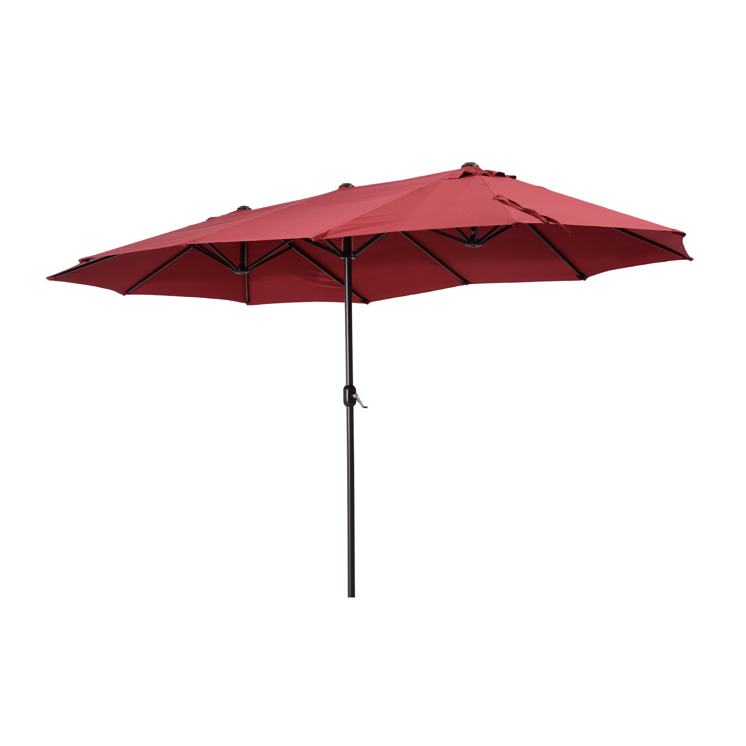 Outsunny 15" Outdoor Patio Market DoubleSided Umbrella Wine Red
