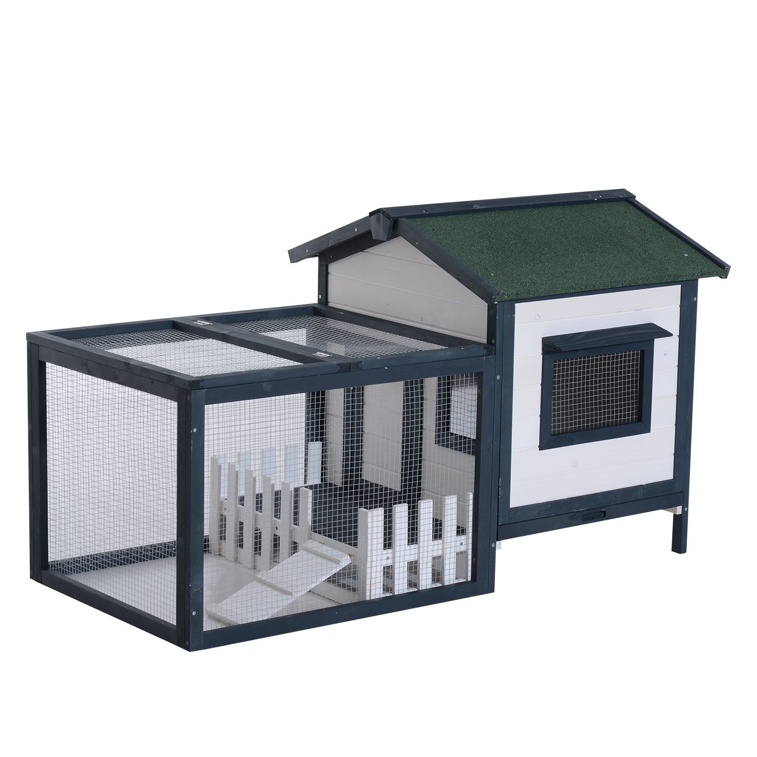Pawhut Wooden Rabbit Hutch with Outdoor Run