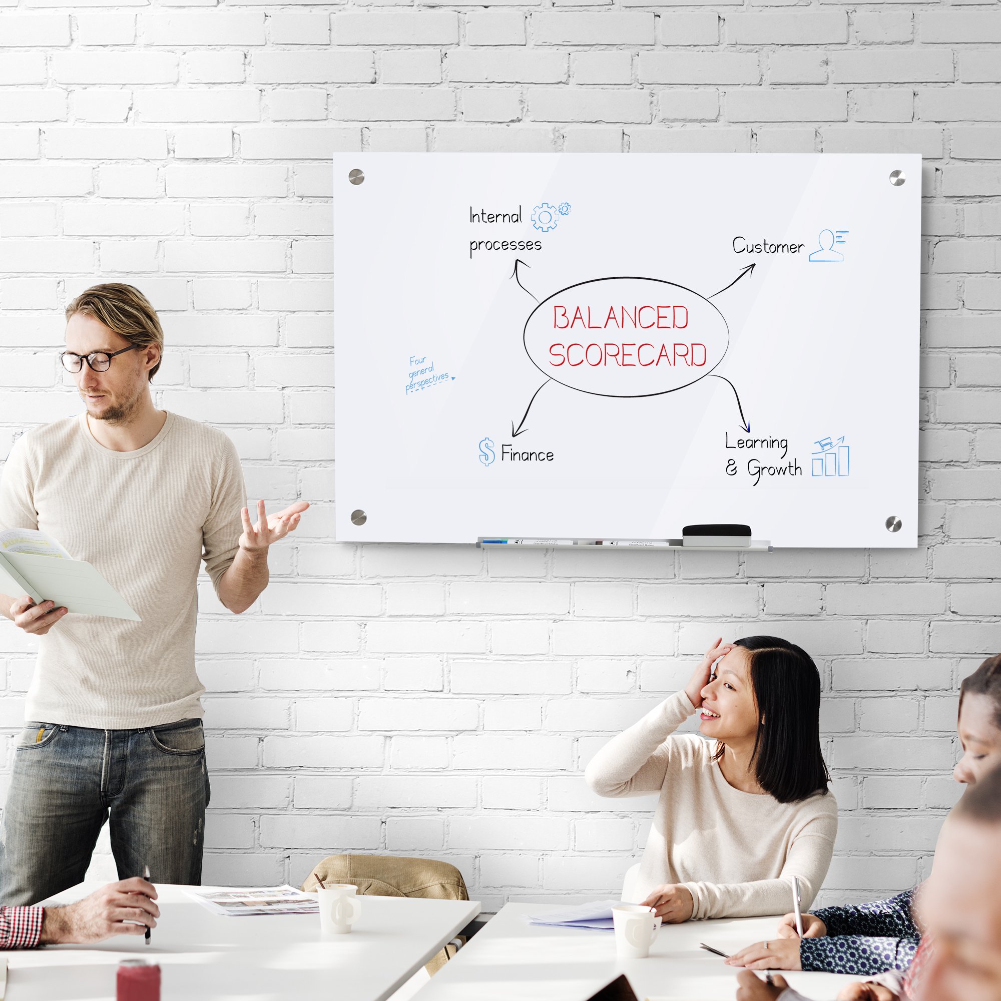 Vinsetto Frameless Steel-Backed Magnetic Glass Whiteboard (35.5 x 23.5)