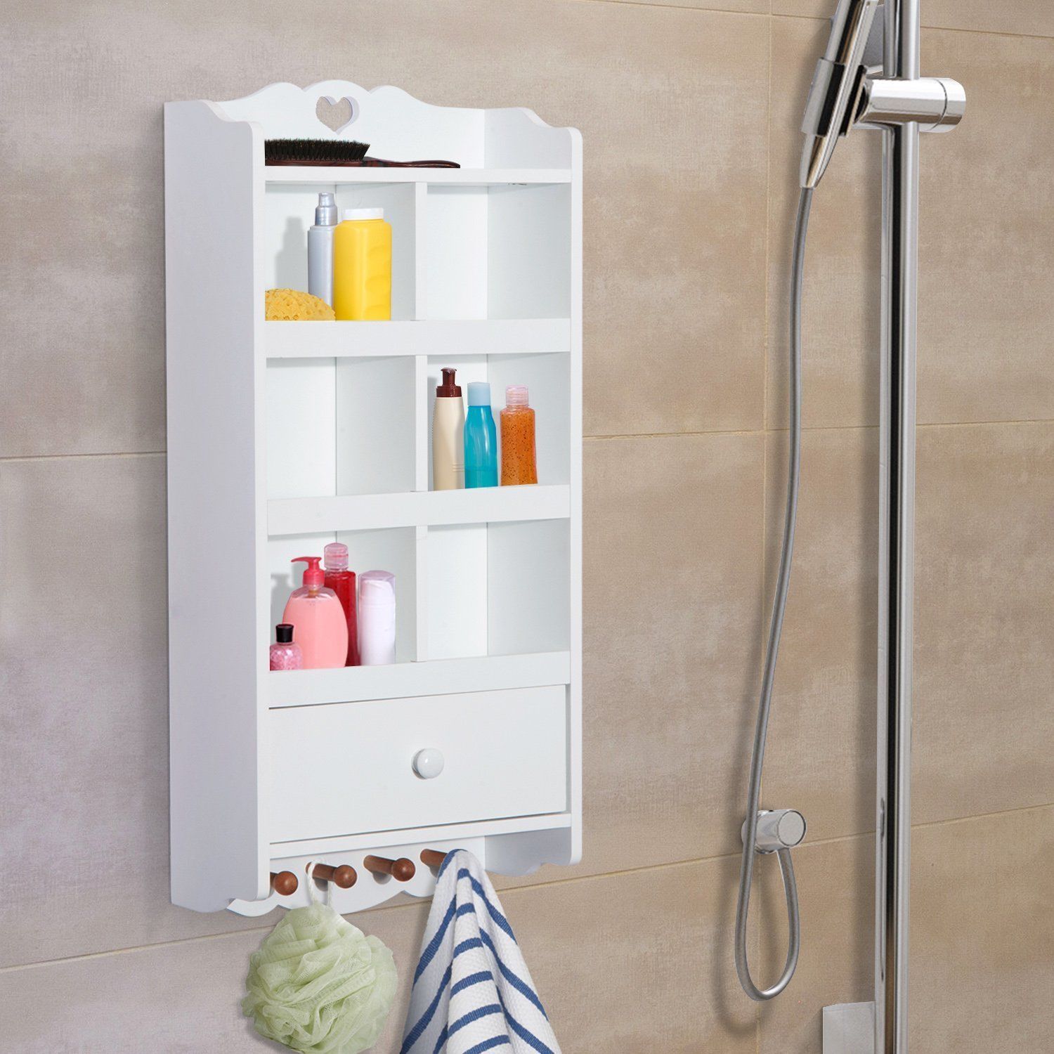 30” Wall Mounted Bathroom Storage White Aosom