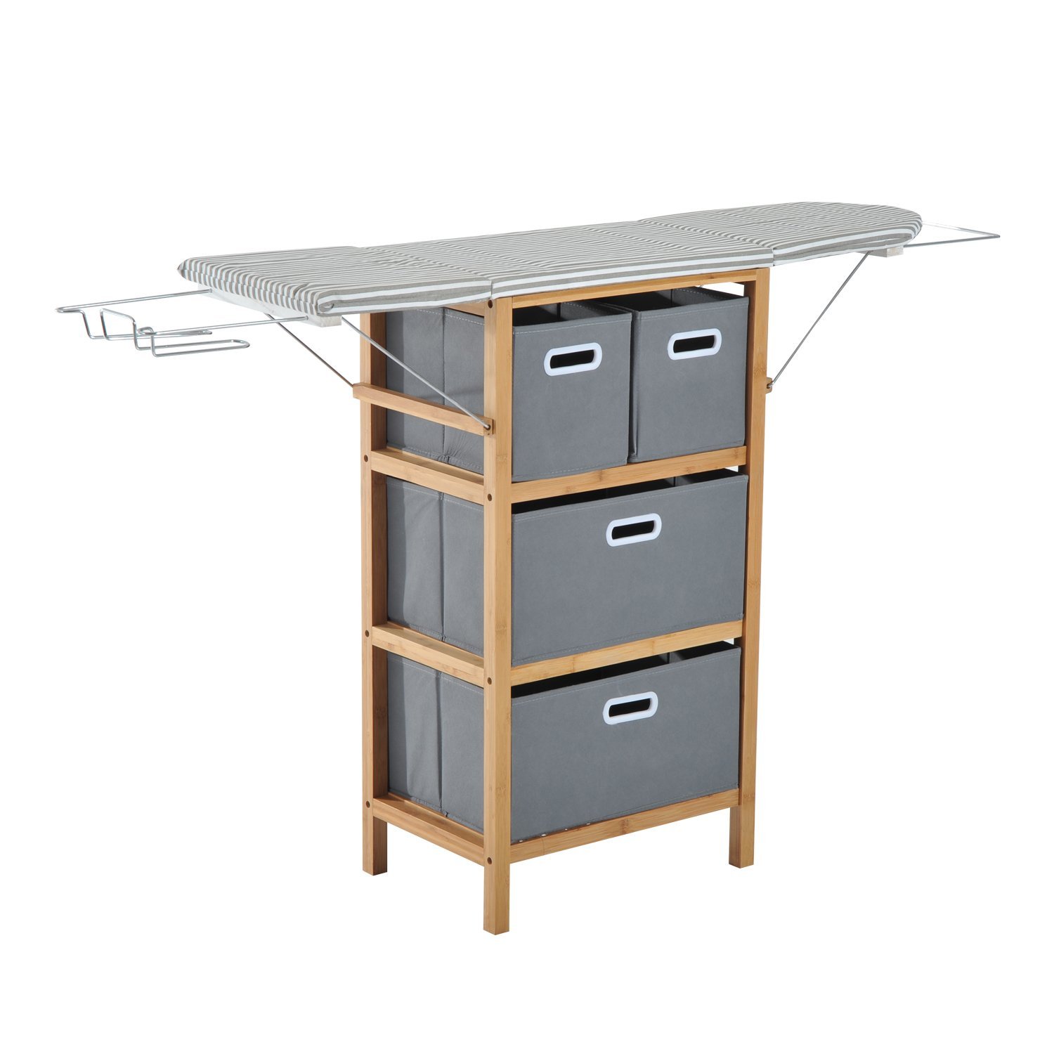 Collapsible Drop Leaf Ironing Board Shelving Unit With Folding