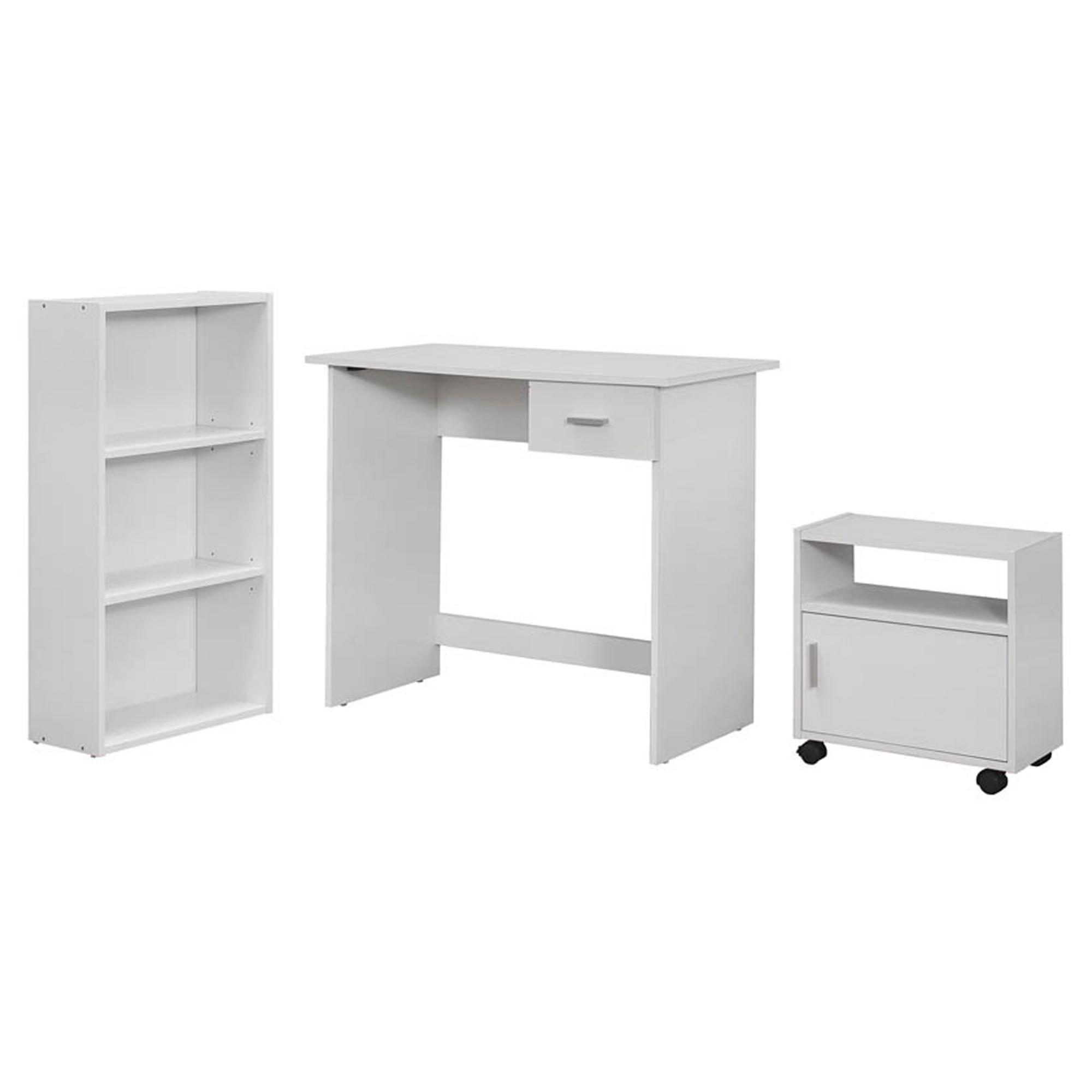 Monarch 3 Piece Computer Desk Set with Writing Desk, Bookcase and Multi ...