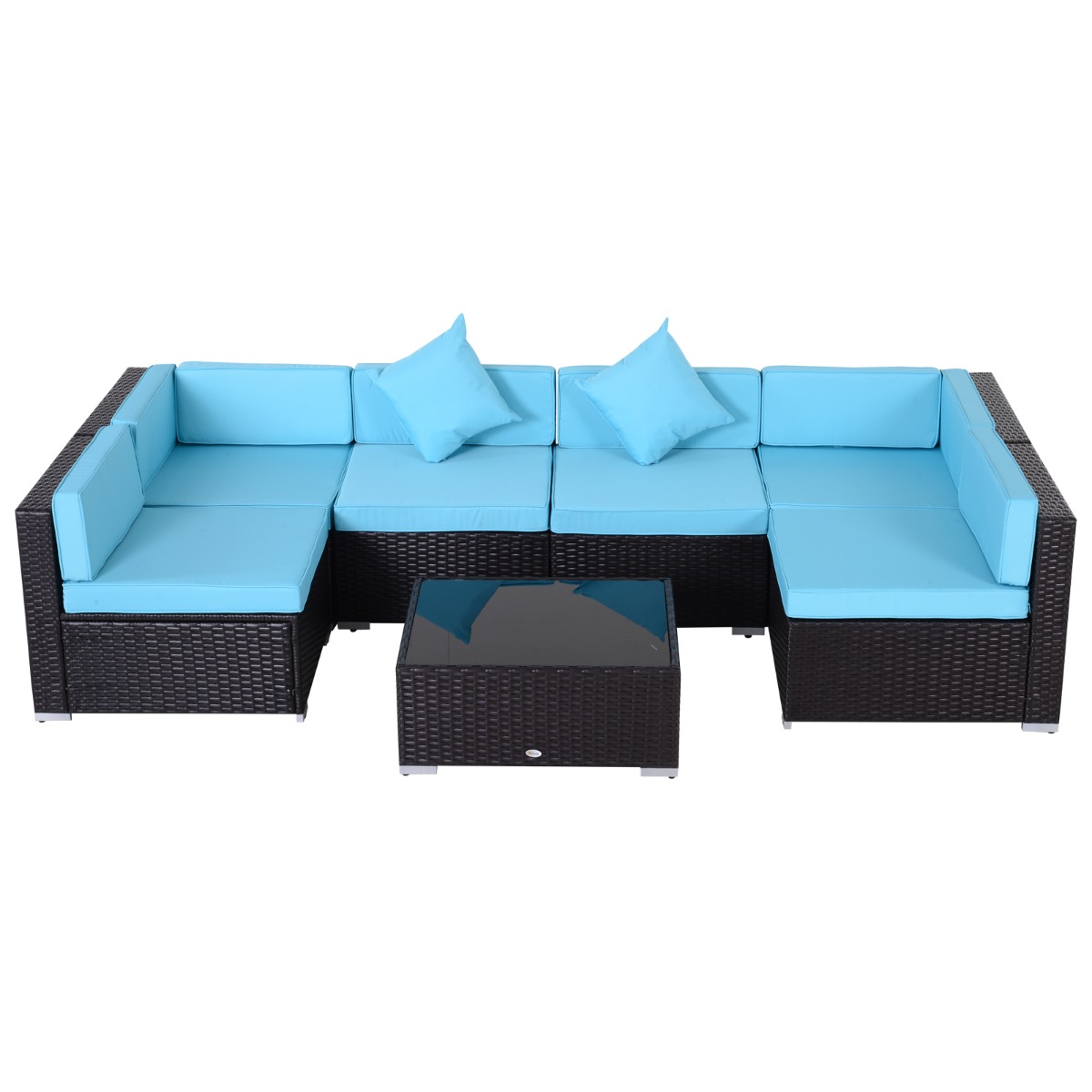 Outsunny 7Piece Outside Patio Modern Rattan Wicker Furniture Set for