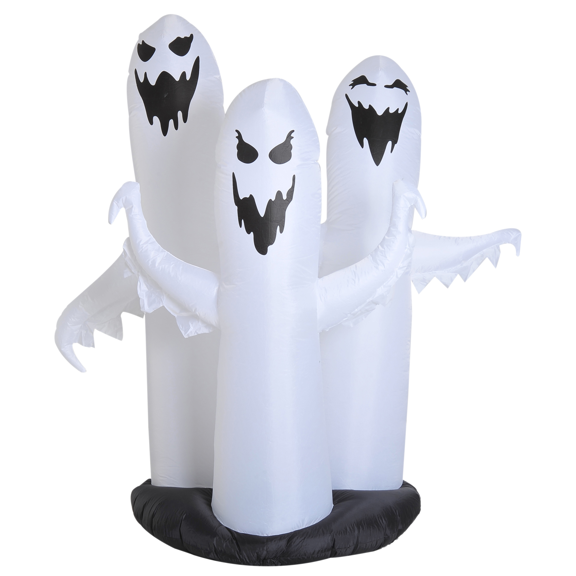 HOMCOM 6ft Tall Halloween Inflatable 3 White Ghost Pre-lit Yard ...