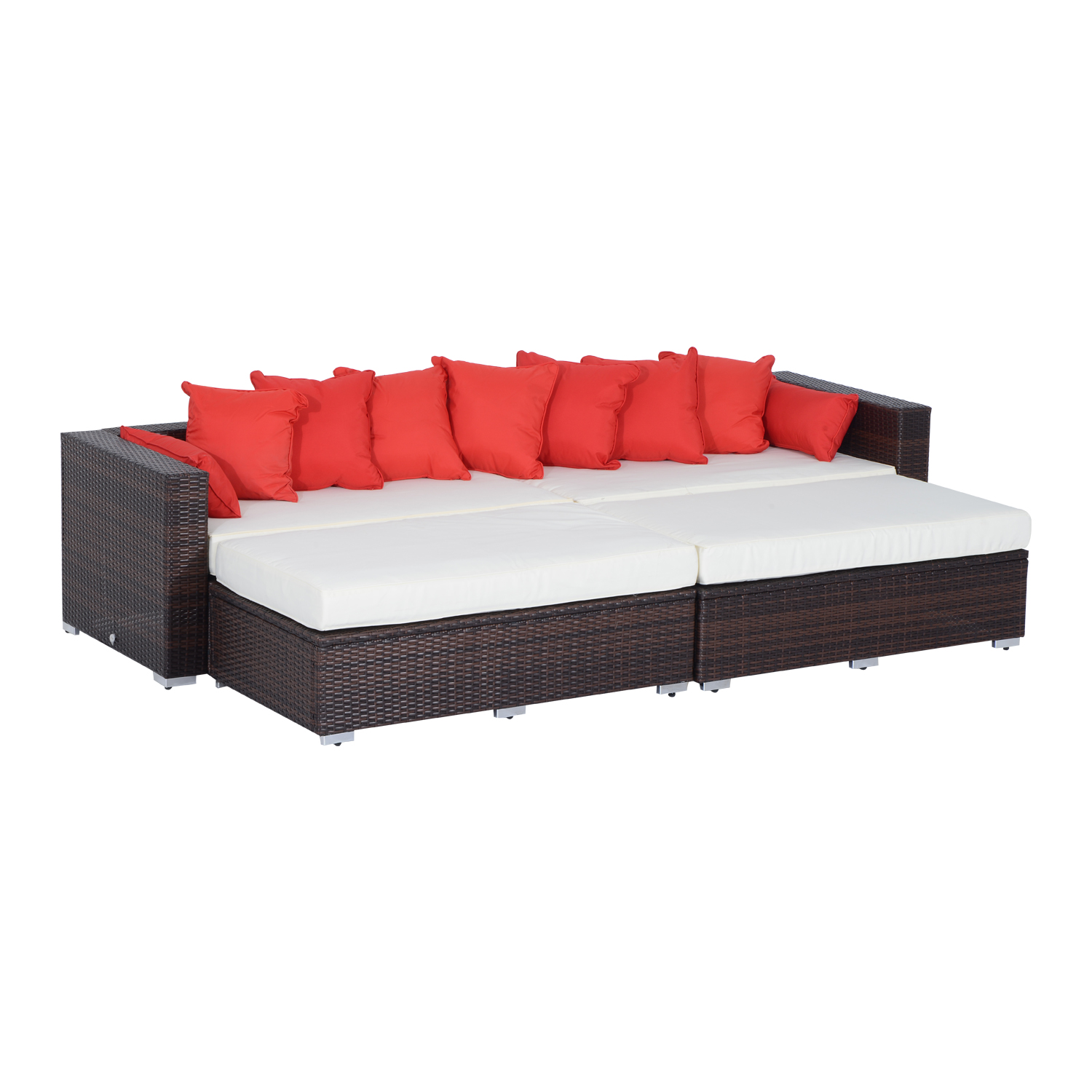 Outsunny 4 Piece Outdoor Rattan Wicker Patio Sofa Lounge Set / Seating