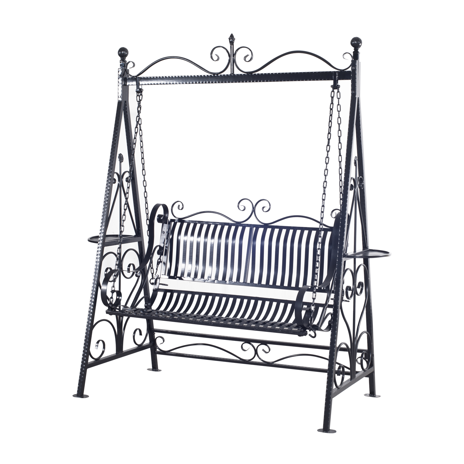 Outsunny 2Person Outdoor Metal Garden Swing Black / ornamental