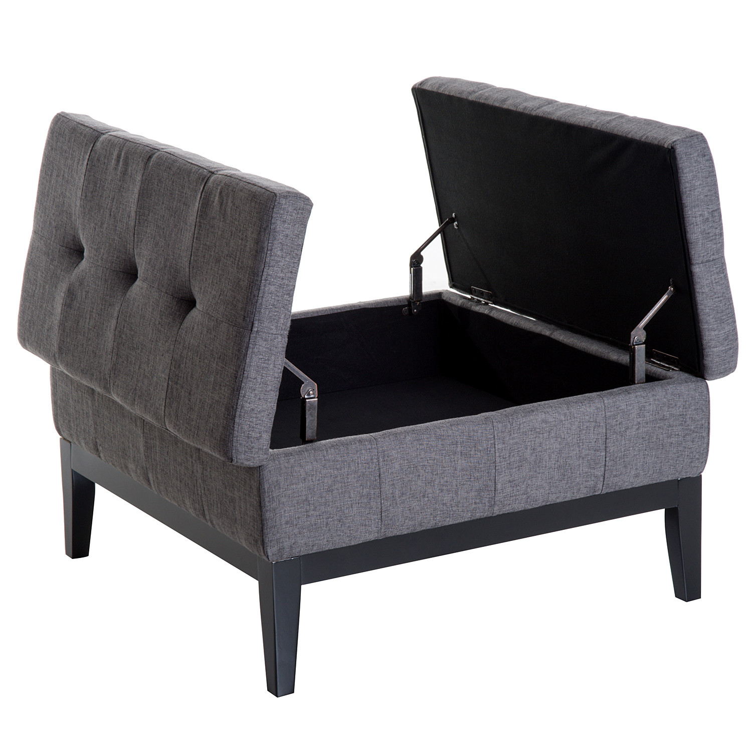 33” Square Linen Fabric Coffee Table Storage Ottoman Footrest