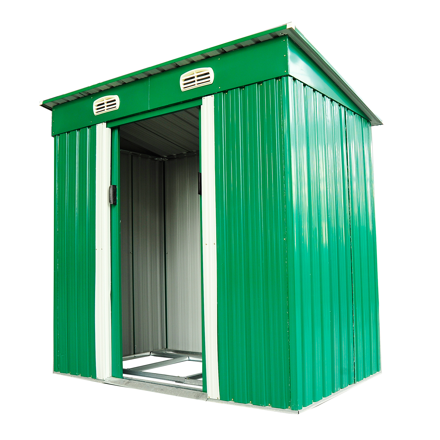 Outsunny 6’ x 4’ Outdoor Metal Garden Storage Shed Green and White