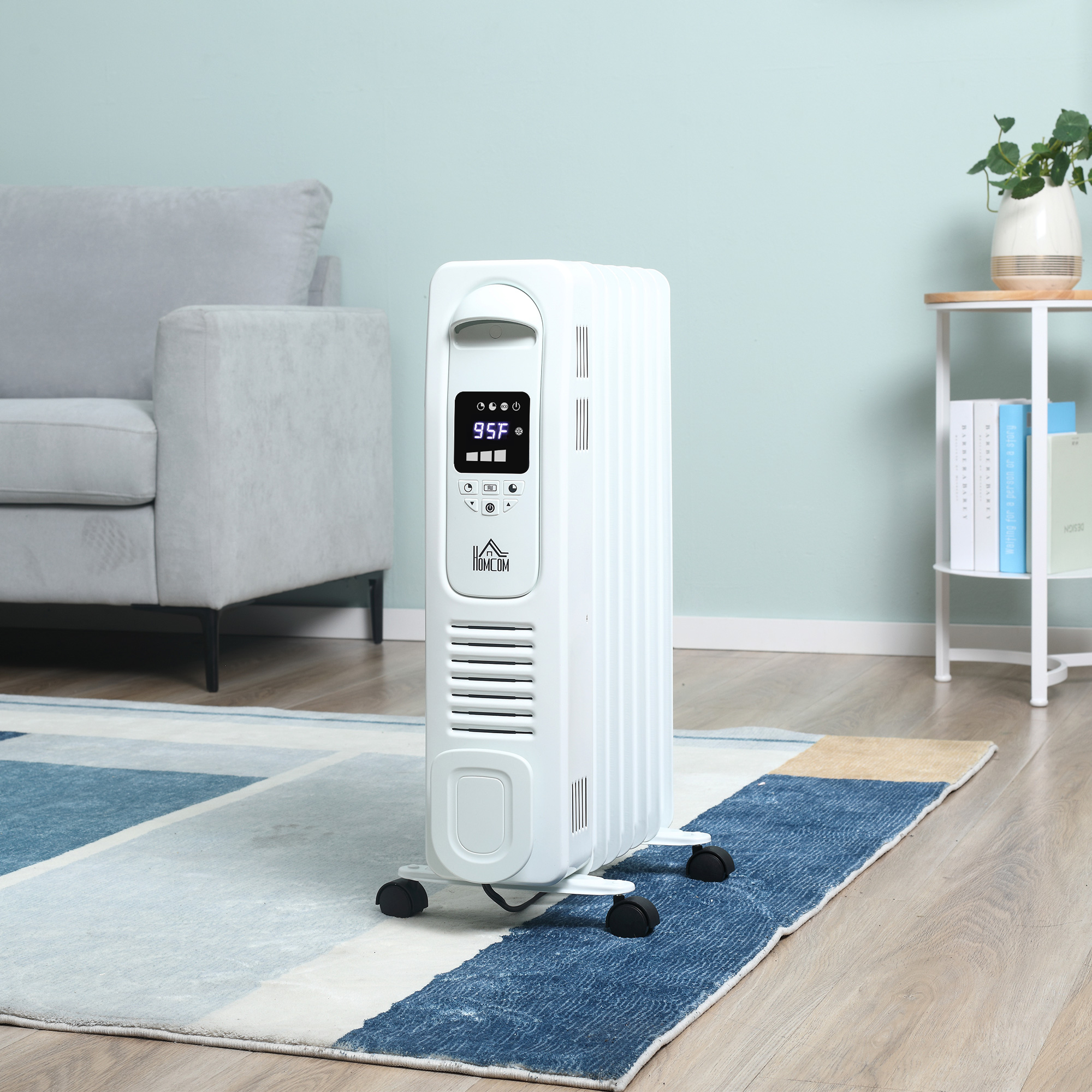 HOMCOM Electric Space Heater, Freestanding 161 Sq. Ft. Heater with 3 Modes,  Timer, and Remote, 1500 W, White | Aosom.com