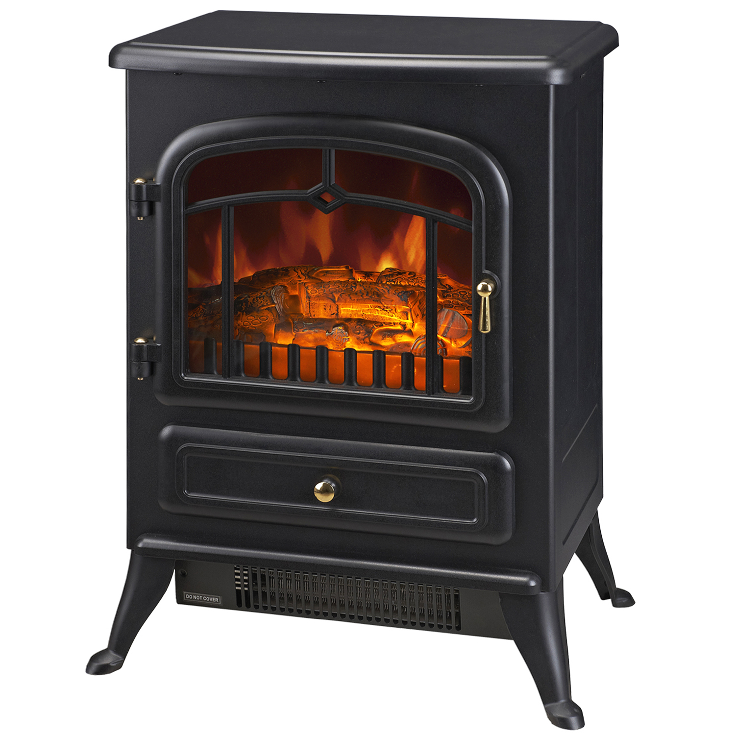 HOMCOM Electric Fireplace Heater, Fireplace Stove with Realistic LED Flames  and Logs, and Overheating Protection, 750W/1500W, Black | Aosom.com