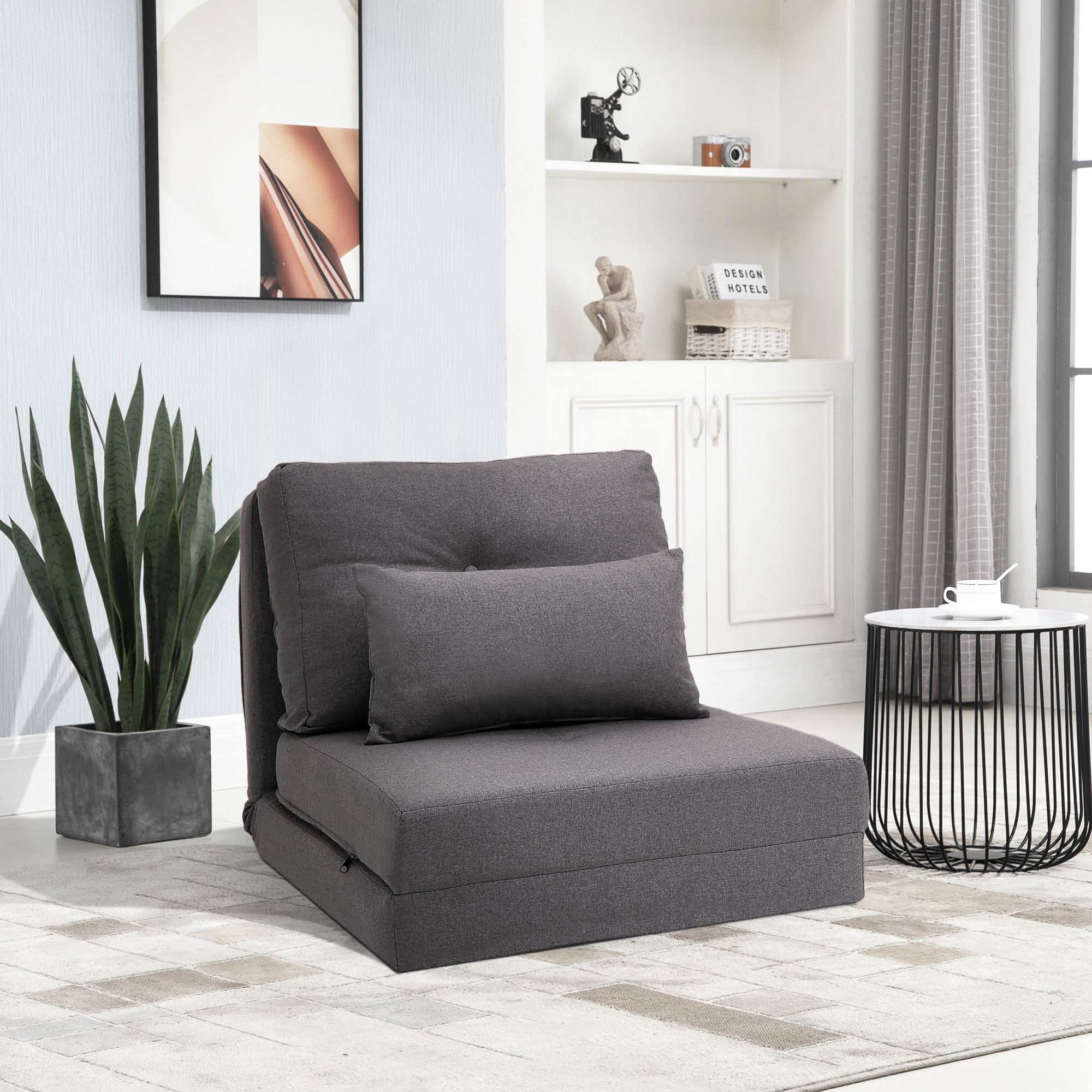 HOMCOM Convertible Flip Chair, Floor Lazy Sofa, Folding