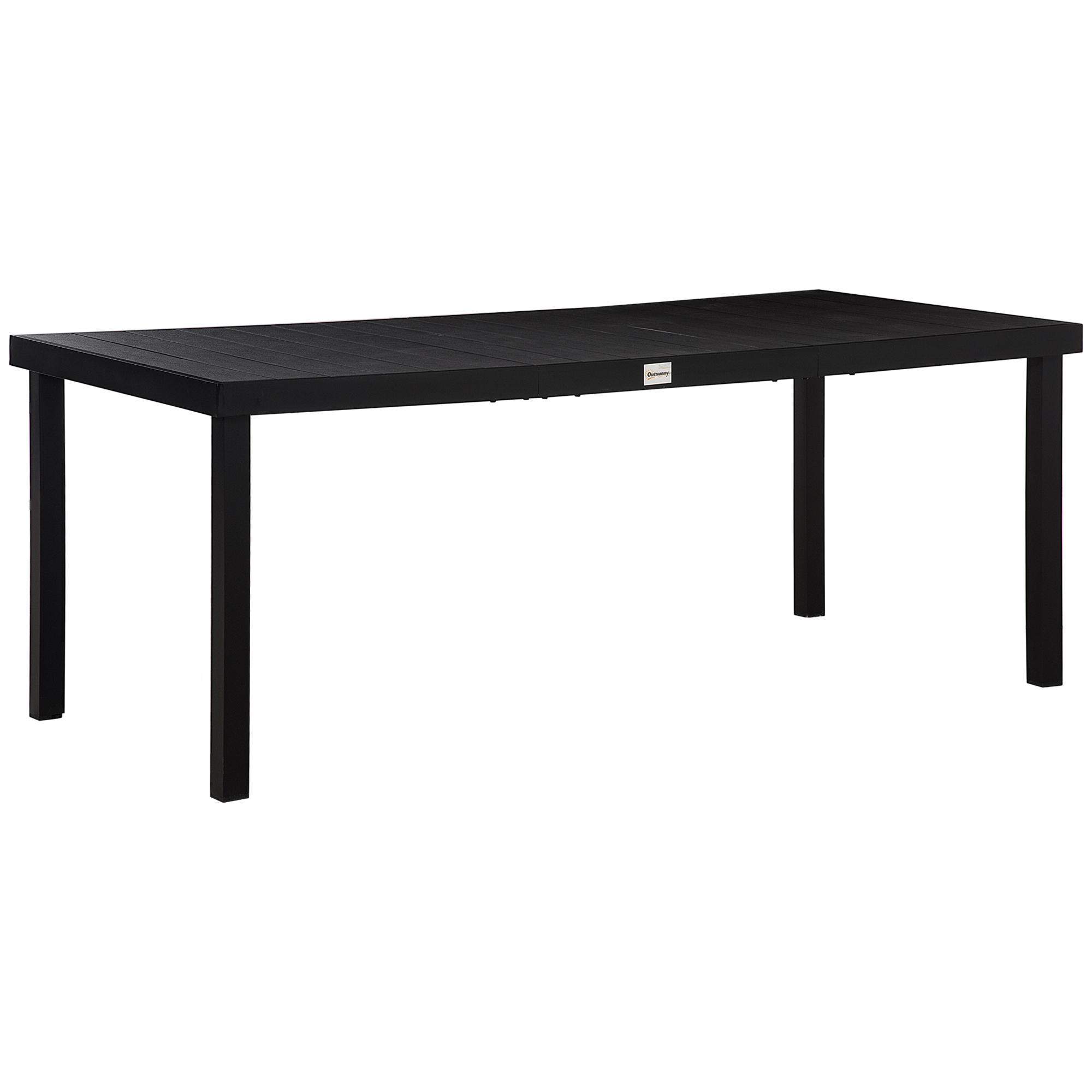 Outsunny 8 People Rectangular Pedestal Dining Table, with Aluminum Frame, All-Weather HDPE Wood Top, Foot Pads for Garden, Patio, Black | Aosom.com