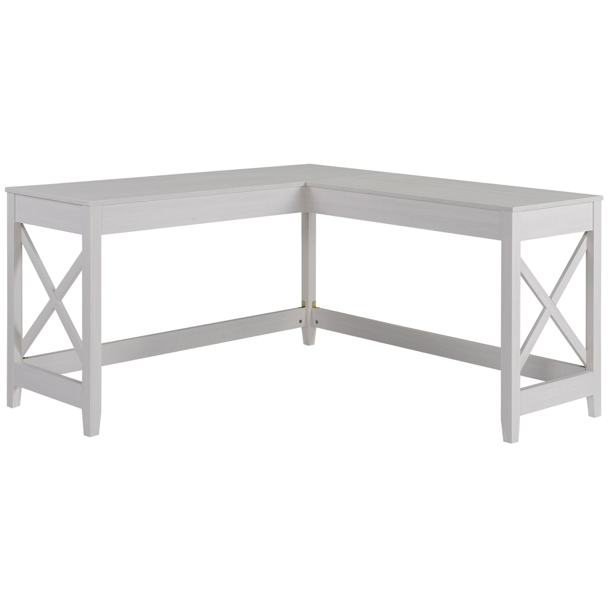 HOMCOM 57" L-Shaped Corner Desk, Computer Home Office Desk and Writing Table, White