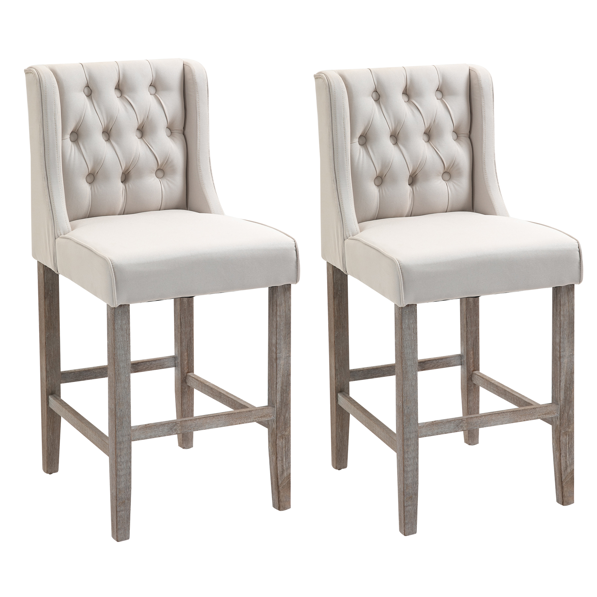 40" Tufted Wingback Counter Height Armless Bar Stool Chair