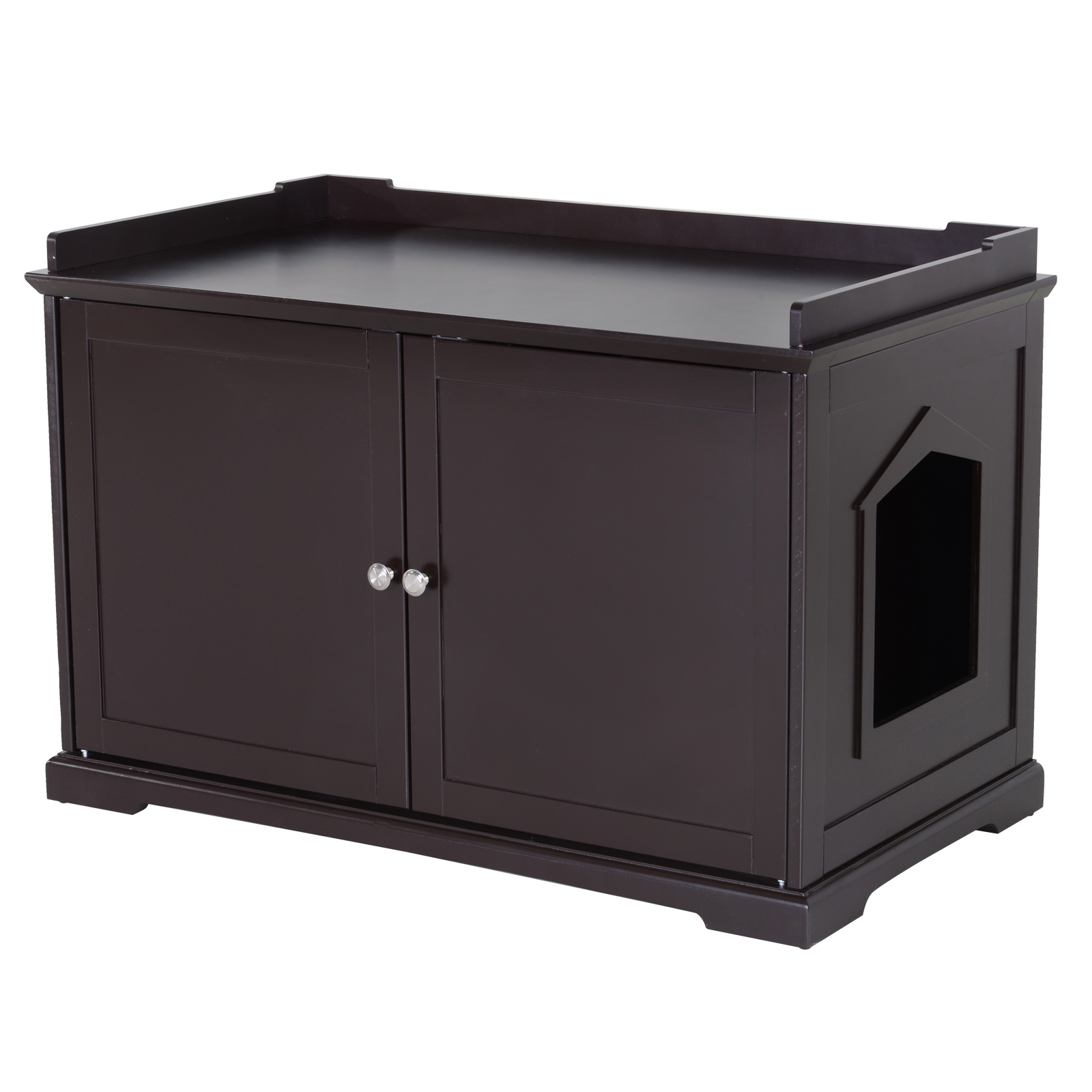 PawHut Wooden Covered Cat Litter Box End Table Hideaway With Storage