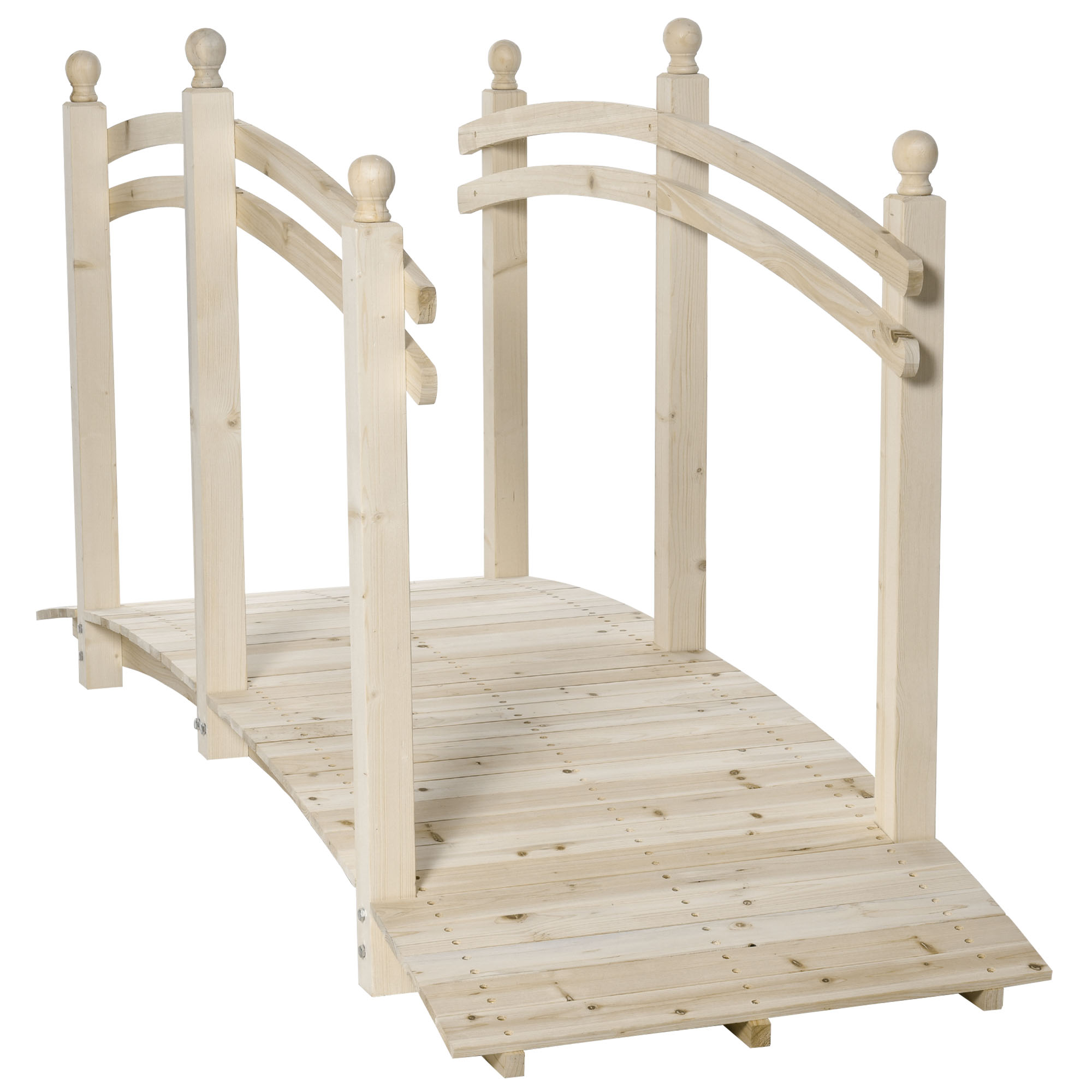 Outsunny 5 ft Wooden Garden Bridge Arc Stained Finish Footbridge with
