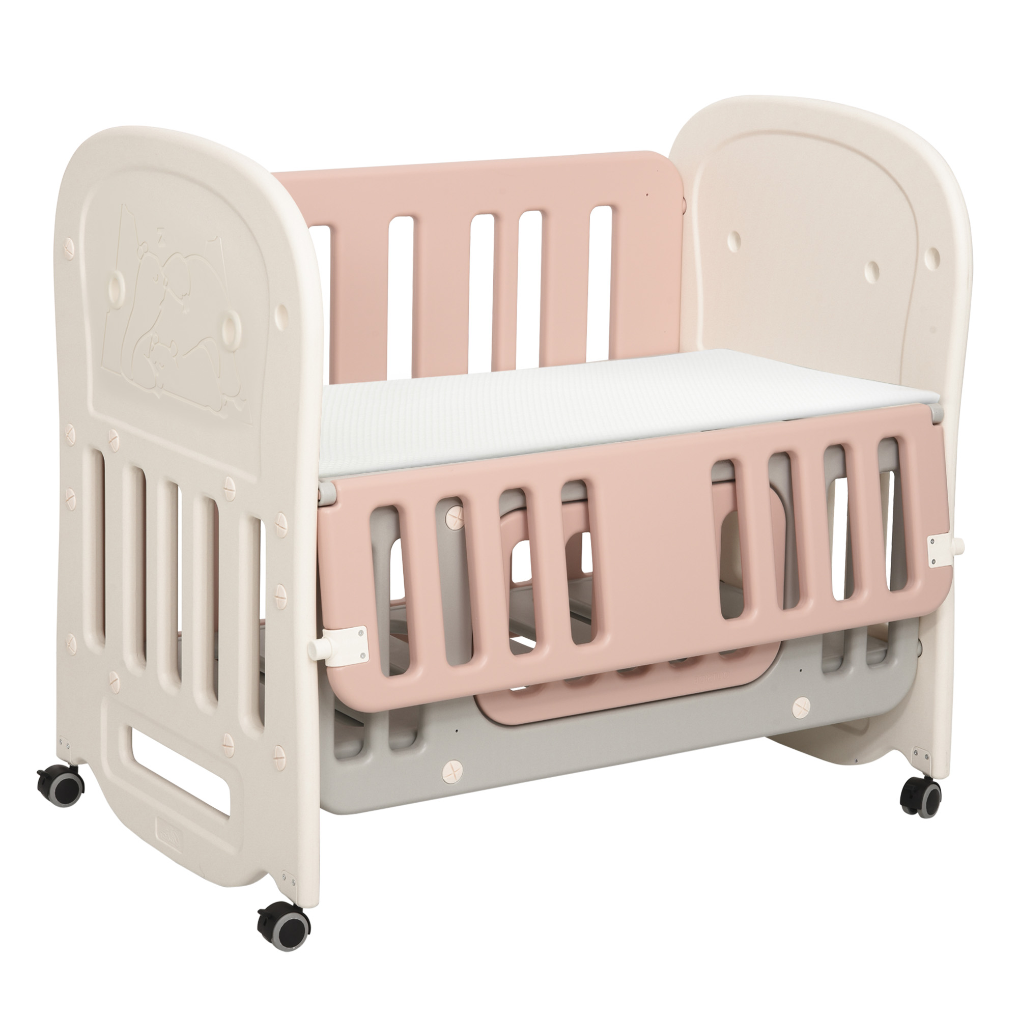 Qaba 3in1 Convertible Baby Crib Bedside Sleeper with Storage
