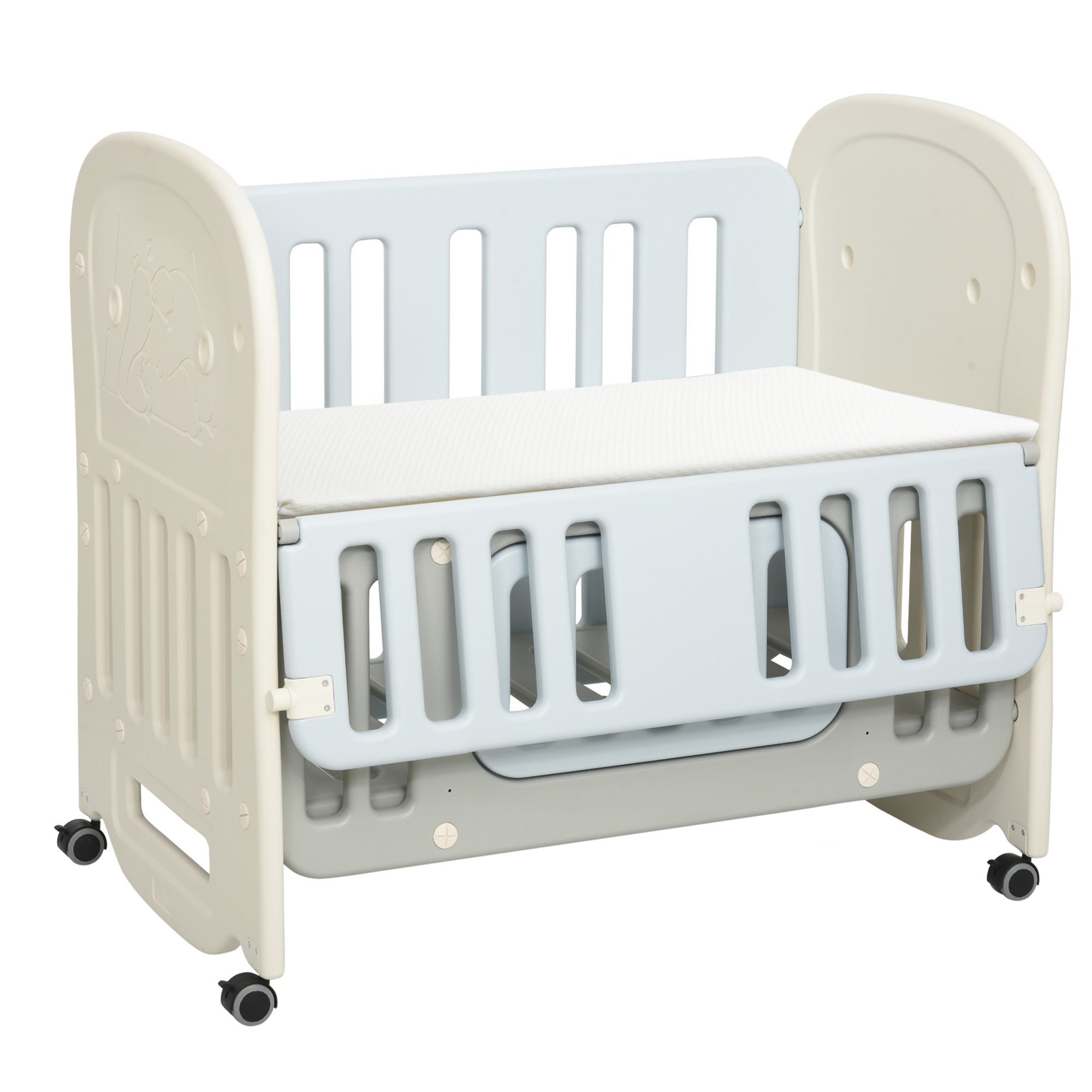 Babu♩ Qaba 3-in-1 Convertible Baby Crib Bedside Sleeper Bassinet