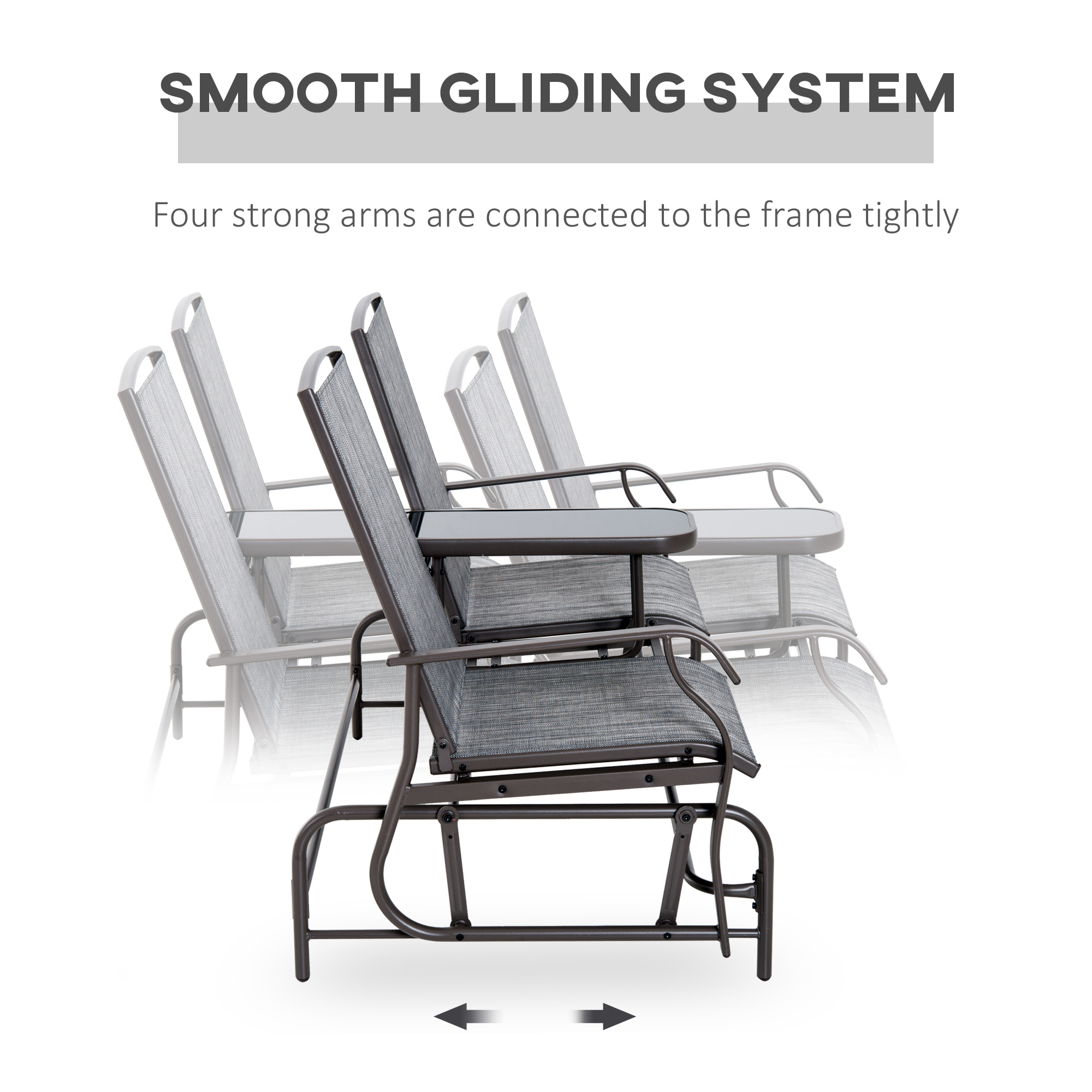 Outsunny Glider Chair w/Center Table Patio Double Rocking