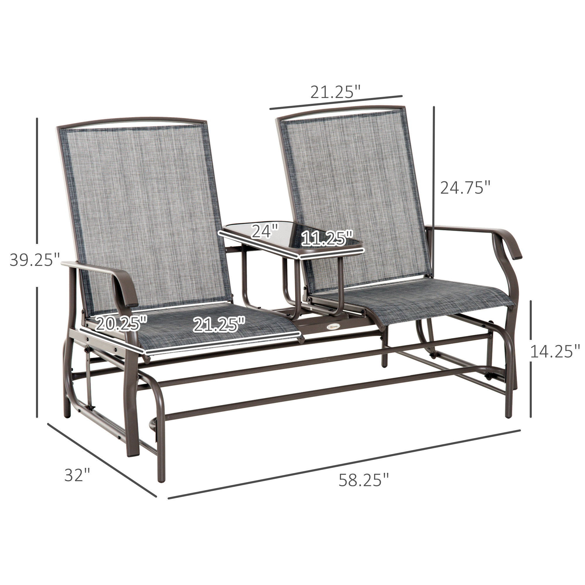 【ちぃ♡garden*・】② Outsunny Glider Chair w/Center Table Patio Double Rocking