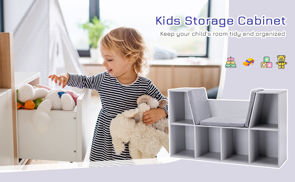 HOMCOM Kids Storage Units with 6 Drawers 3 Tier Chest Toy Organizer Cream