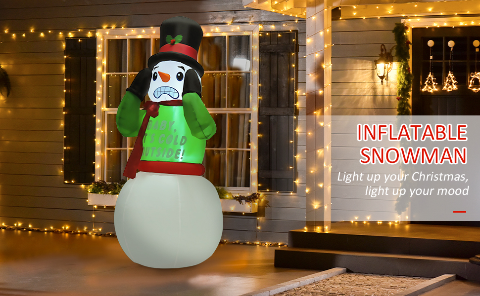 HomCom 7 Foot Tall Animated Christmas Shivering Snowman