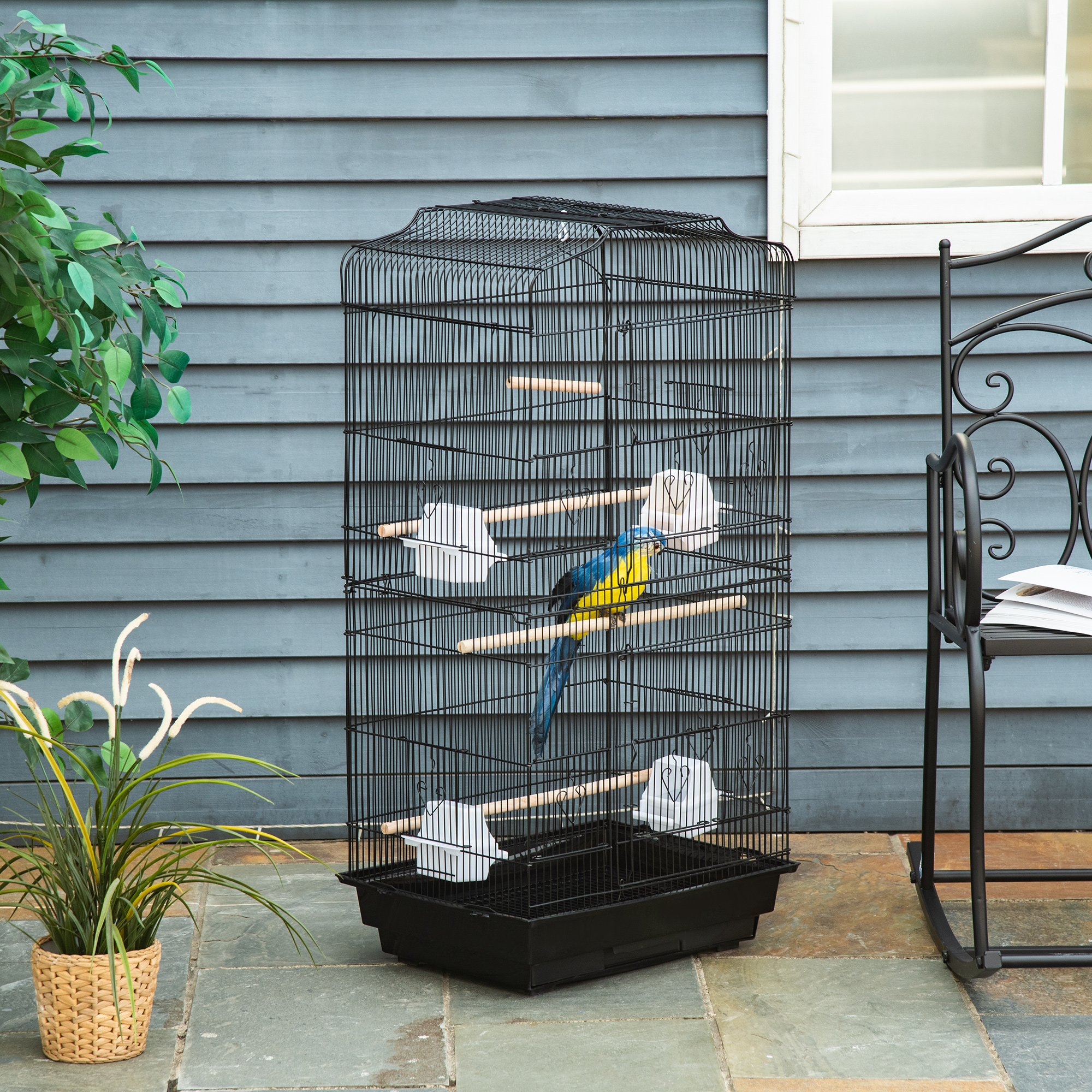 PawHut 36" Bird Cage Macaw Play House Cockatoo Parrot Finch Flight Cage ...