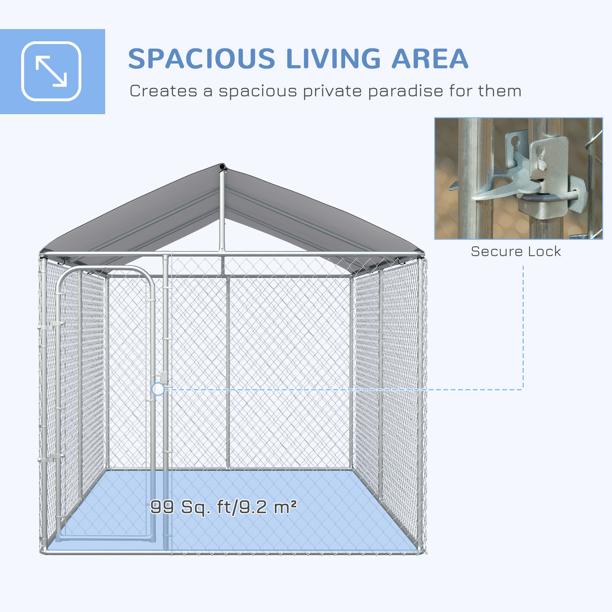 PawHut Dog Kennel Heavy Duty Playpen with Galvanized Steel