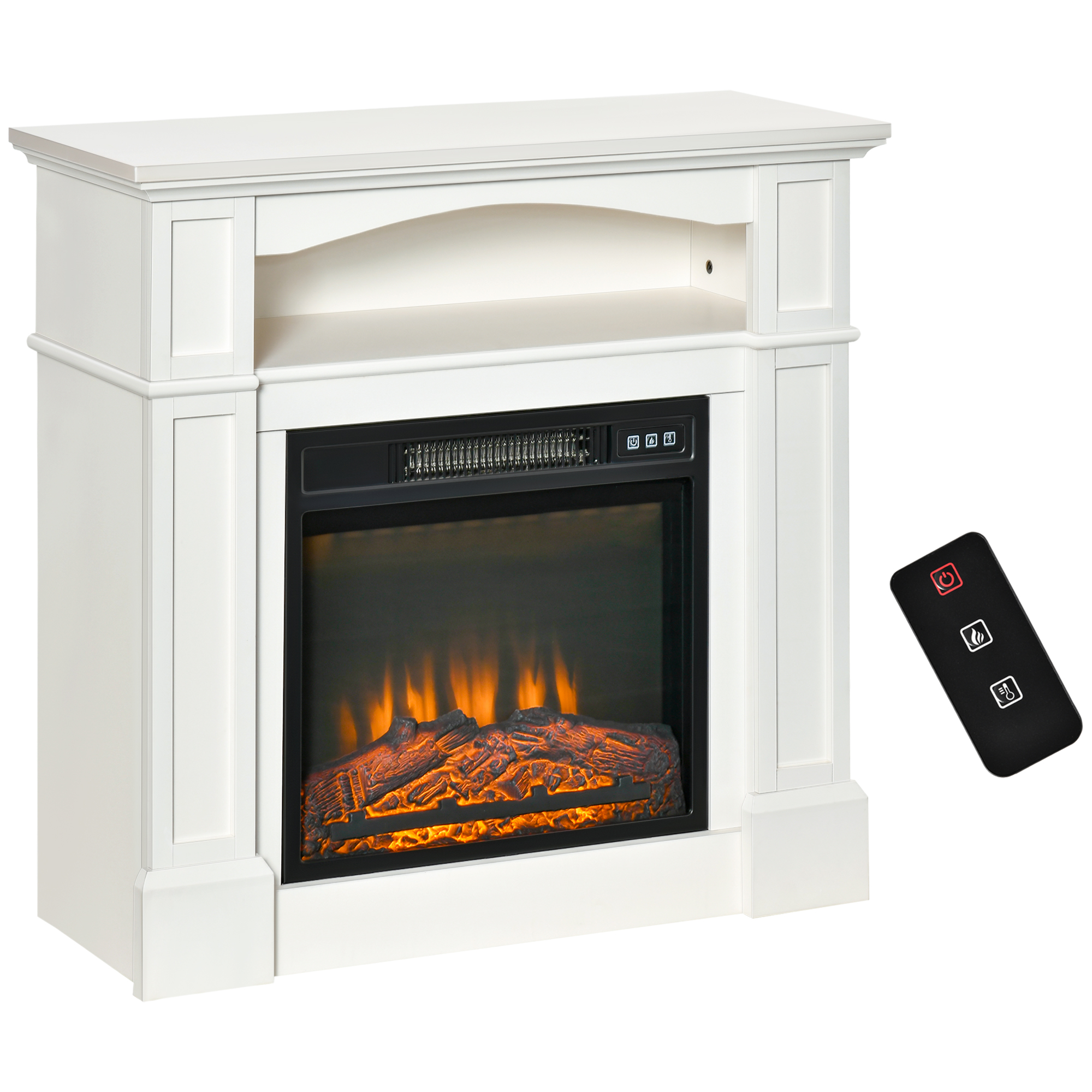 32" Electric Fireplace with Mantel, Freestanding Heater with LED