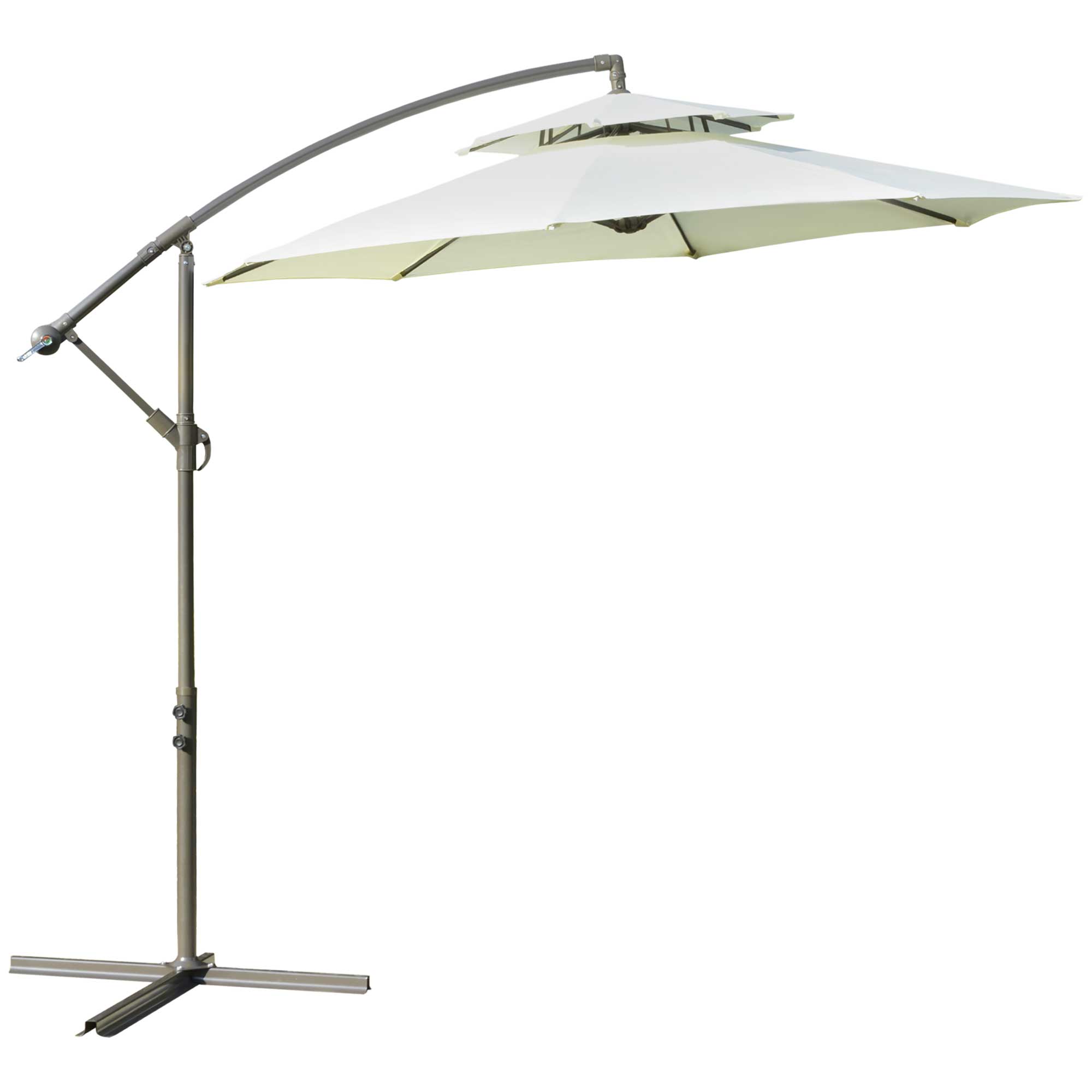 Outsunny 9FT Patio Cantilever Umbrella with Cross Base, Offset Hanging