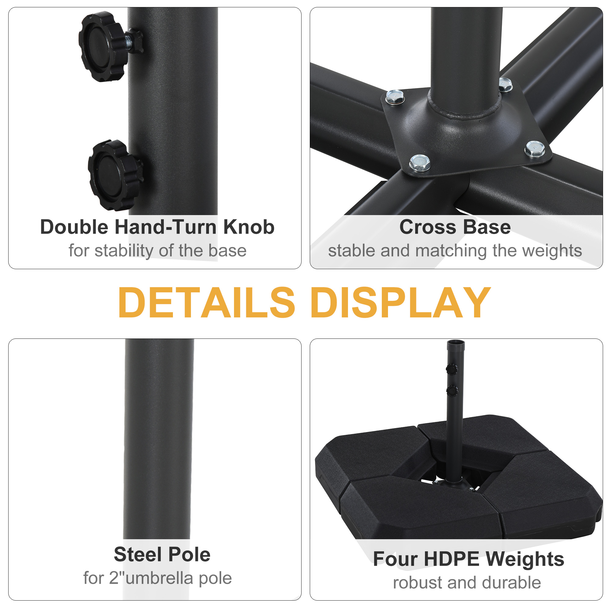hand turn knobs patio umbrella NUU GARDEN 22 lbs Base Stand Heavy Duty Outdoor Umbrella Base Made From Rust Resistant Resin, Black : Clothing, Shoes & Jewelry Create a cozy Heavy Duty Deck Mount Umbrella