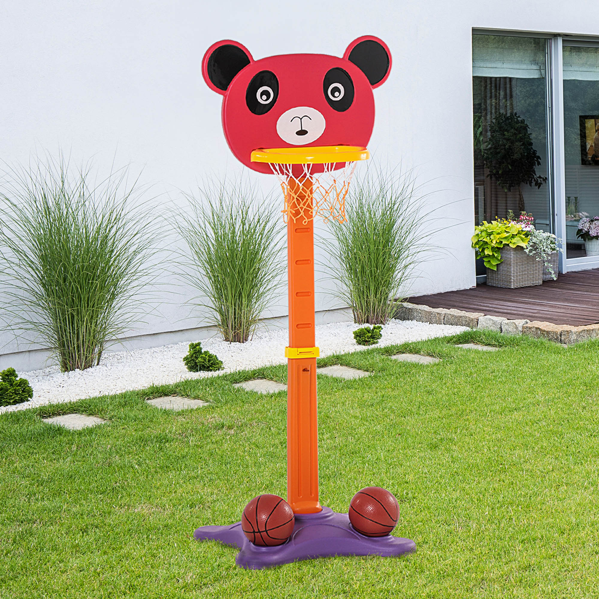 Qaba 2 In 1 Kids & Toddler Basketball Hoop With 2 Balls And Dart Board Adjustable Easy Score For 3-8 Years , Aosom Canada