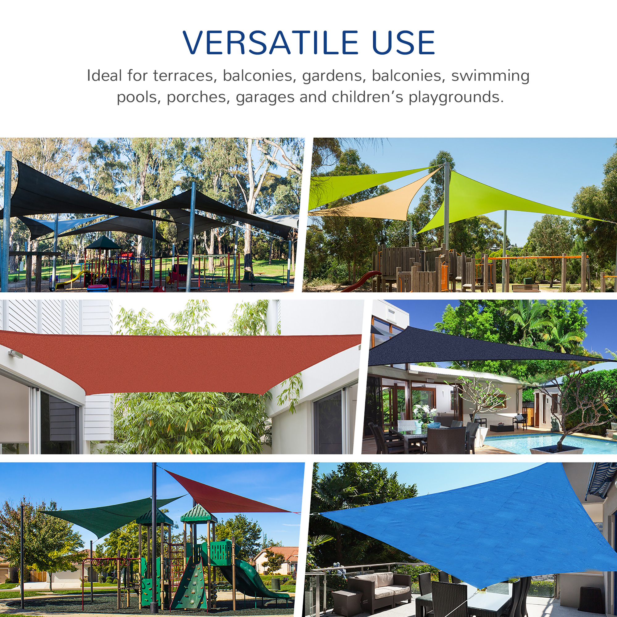 Outsunny 24' Square Sun Shade Sail Canopy - Blue / Outdoor Patio