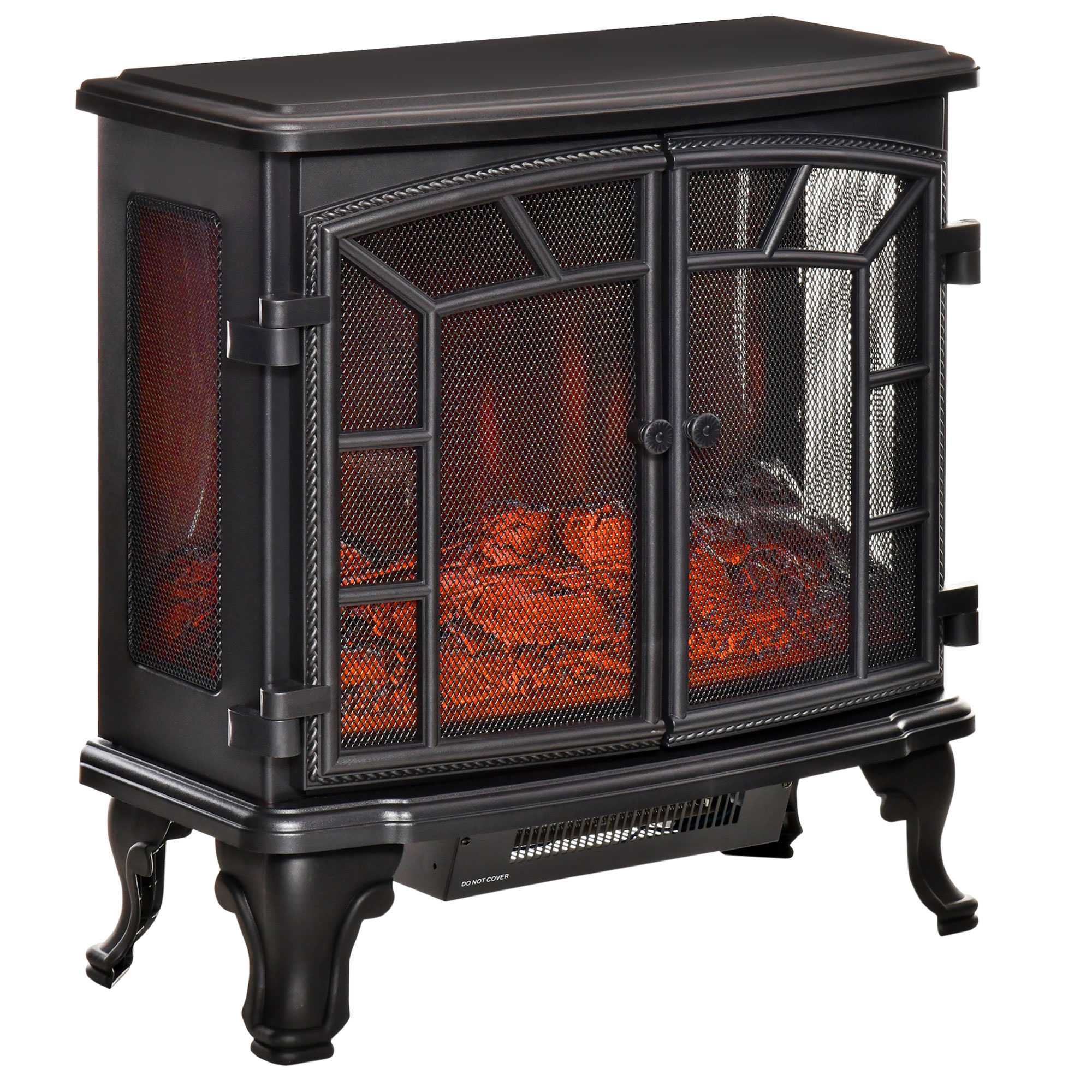 HOMCOM Electric Fireplace Heater, Freestanding Fireplace Stove with  Realistic Flame Effect, Timer, Overheating Protection, 750W/1500W, Black  Heater | Aosom Canada