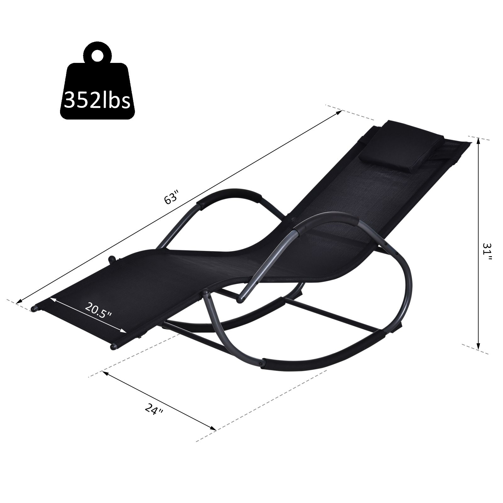 Outsunny Rocking Chair, Zero Gravity Patio Chaise Sun Lounger, Outdoor ...