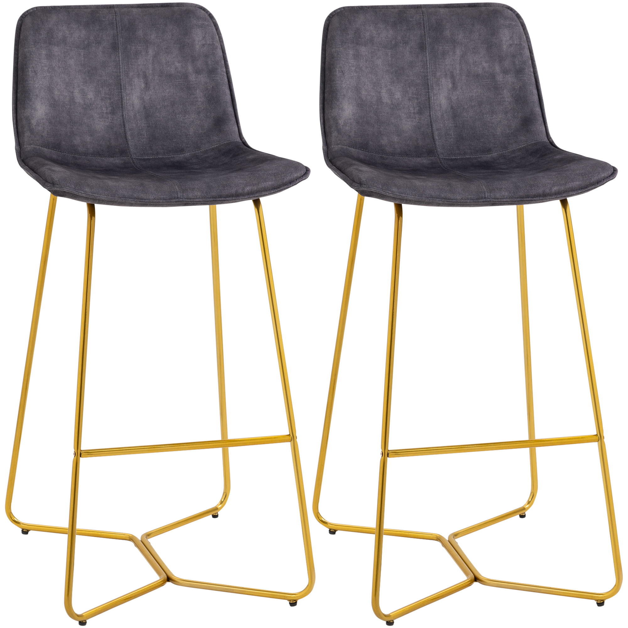Tall Bar Stools, Set of 2, VelvetTouch Fabric Bar Chairs, 25.5" Bar Height Stools with