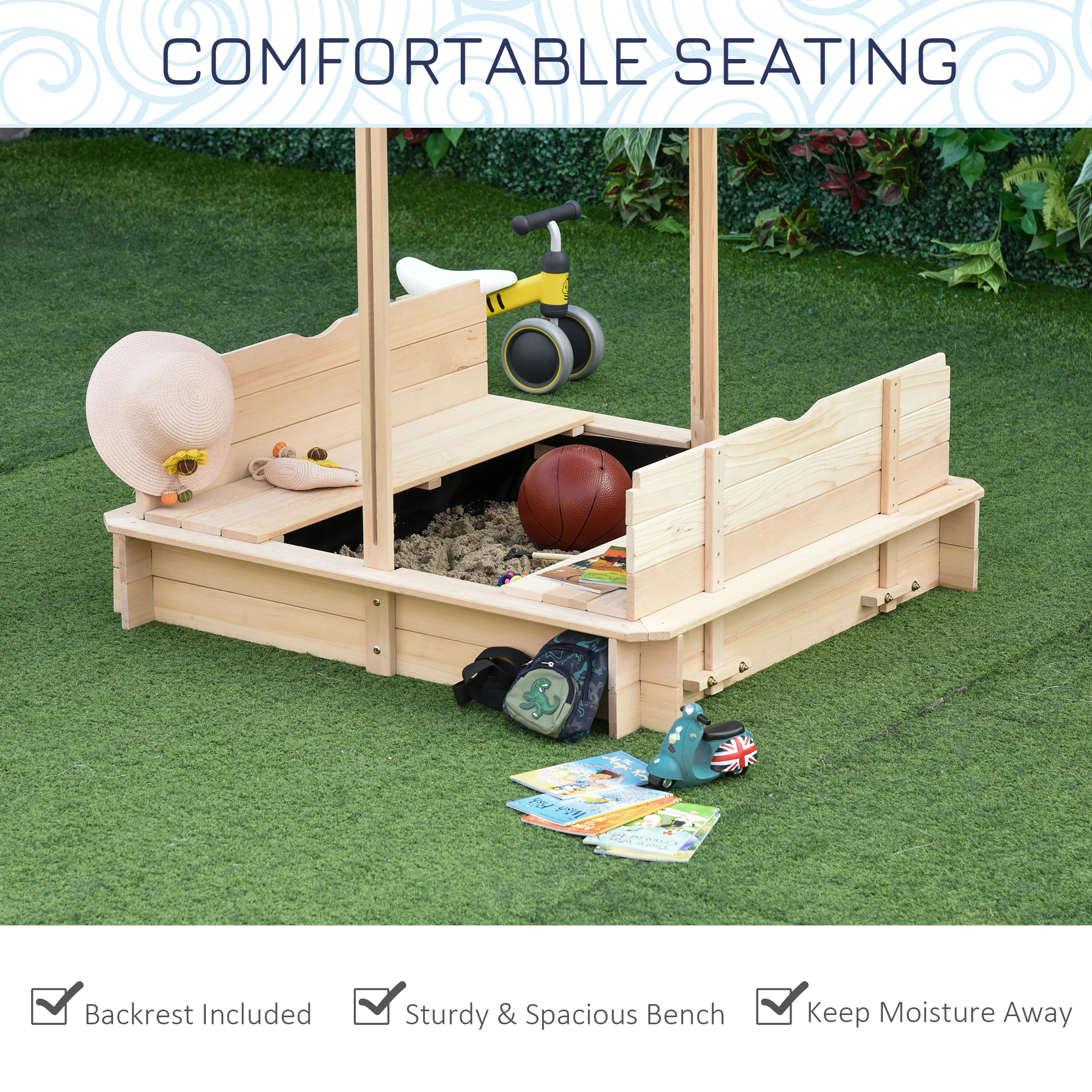 アウトドア寝具 Brown Bunny Outsunny Kids Sandbox with Cover Adjustable Canopy