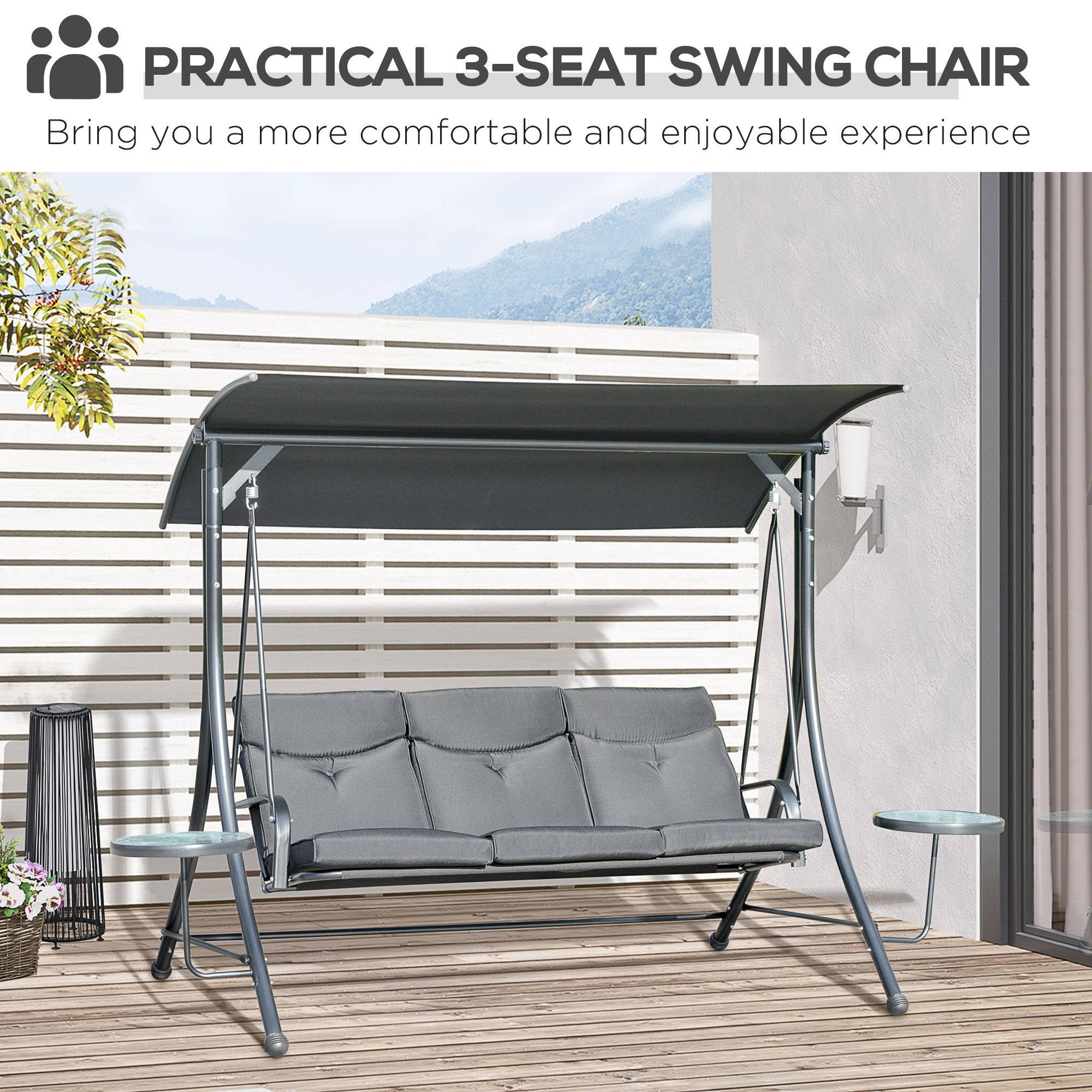 【Adul】PATIO Outsunny 8 Pieces Patio Table Set, Mixed-Grey | The Home