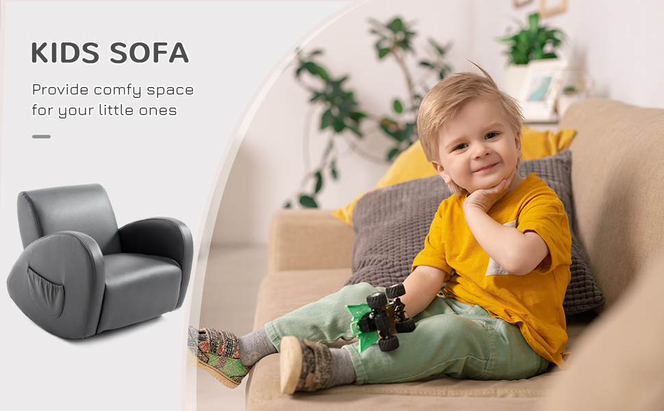 qaba kids leather sofa