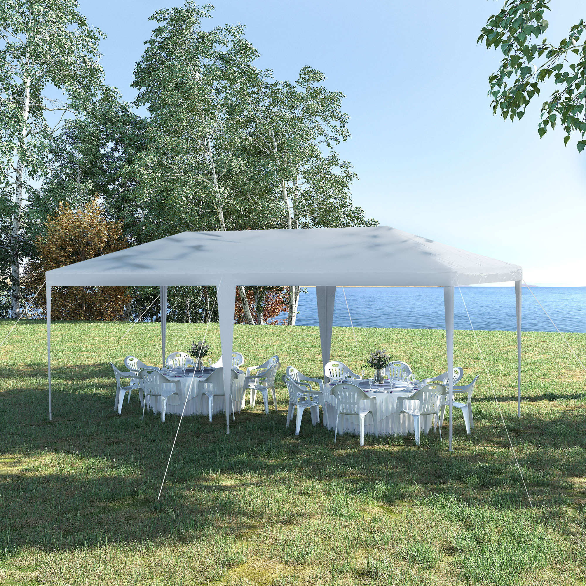 Outsunny White 10' x 20' Gazebo Canopy Tent Party Tent with