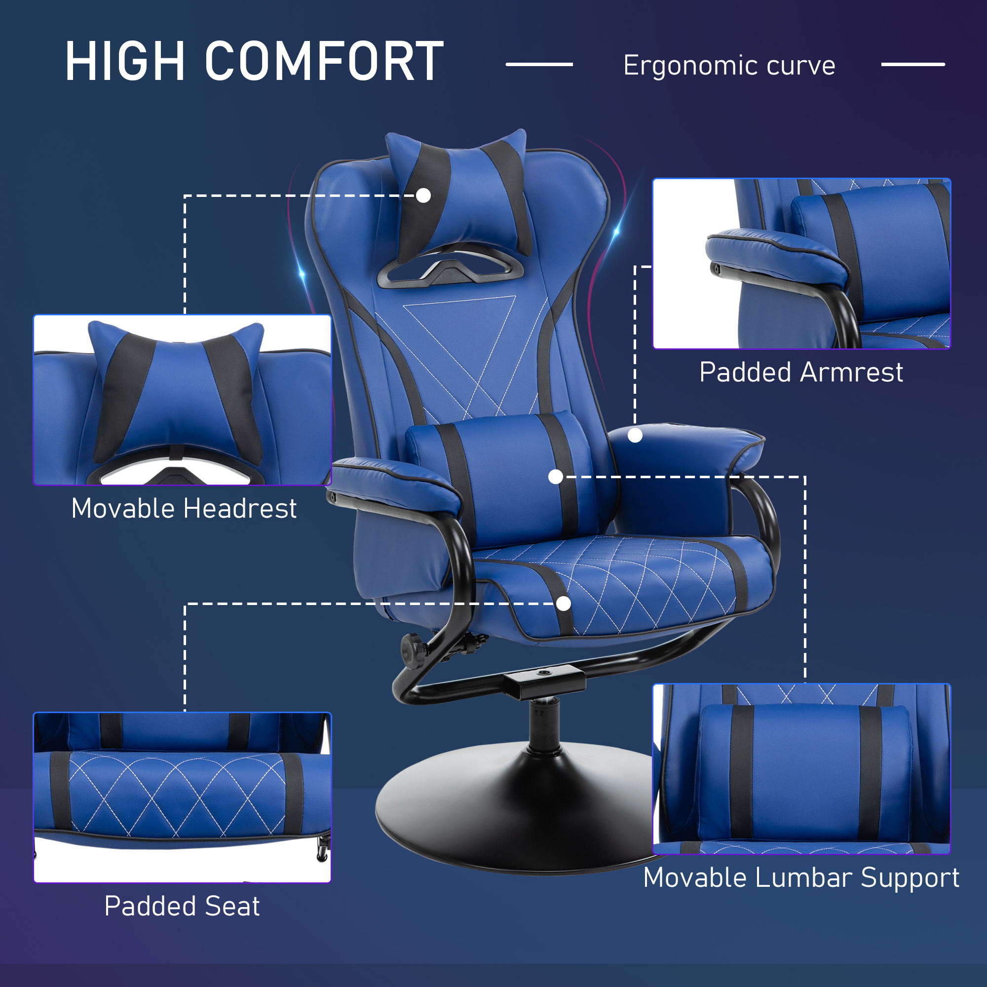 Recliner Chair Gaming Chair With Padded Armrests Vinsetto High