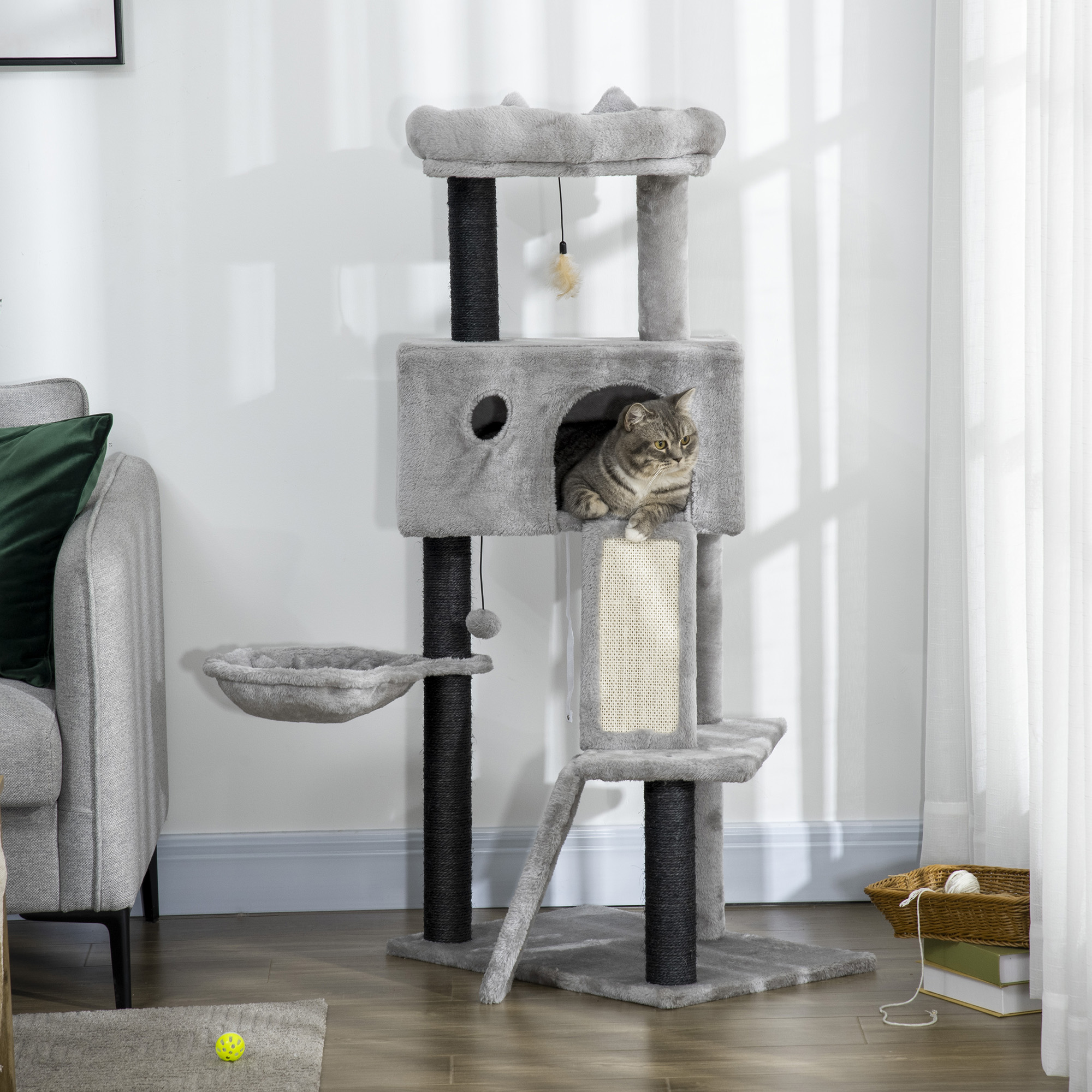 PawHut 47" Cat Tree for Indoor Cats, Kitty Activity Center, Cat Tower