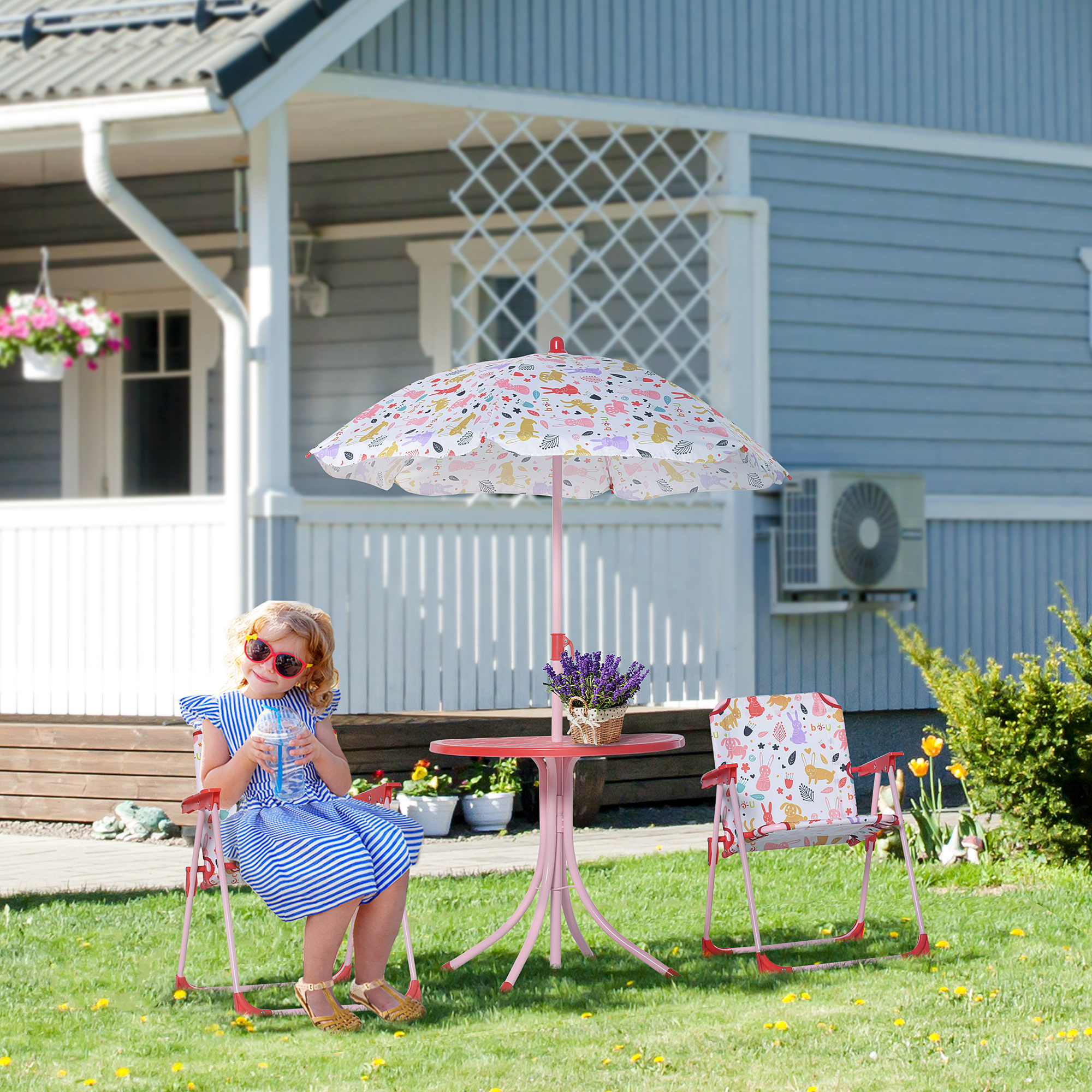 TRIPSHION PICNIC BOY フーディー 9colors Outsunny Kids Folding Picnic Table and Chair Set Rabbit