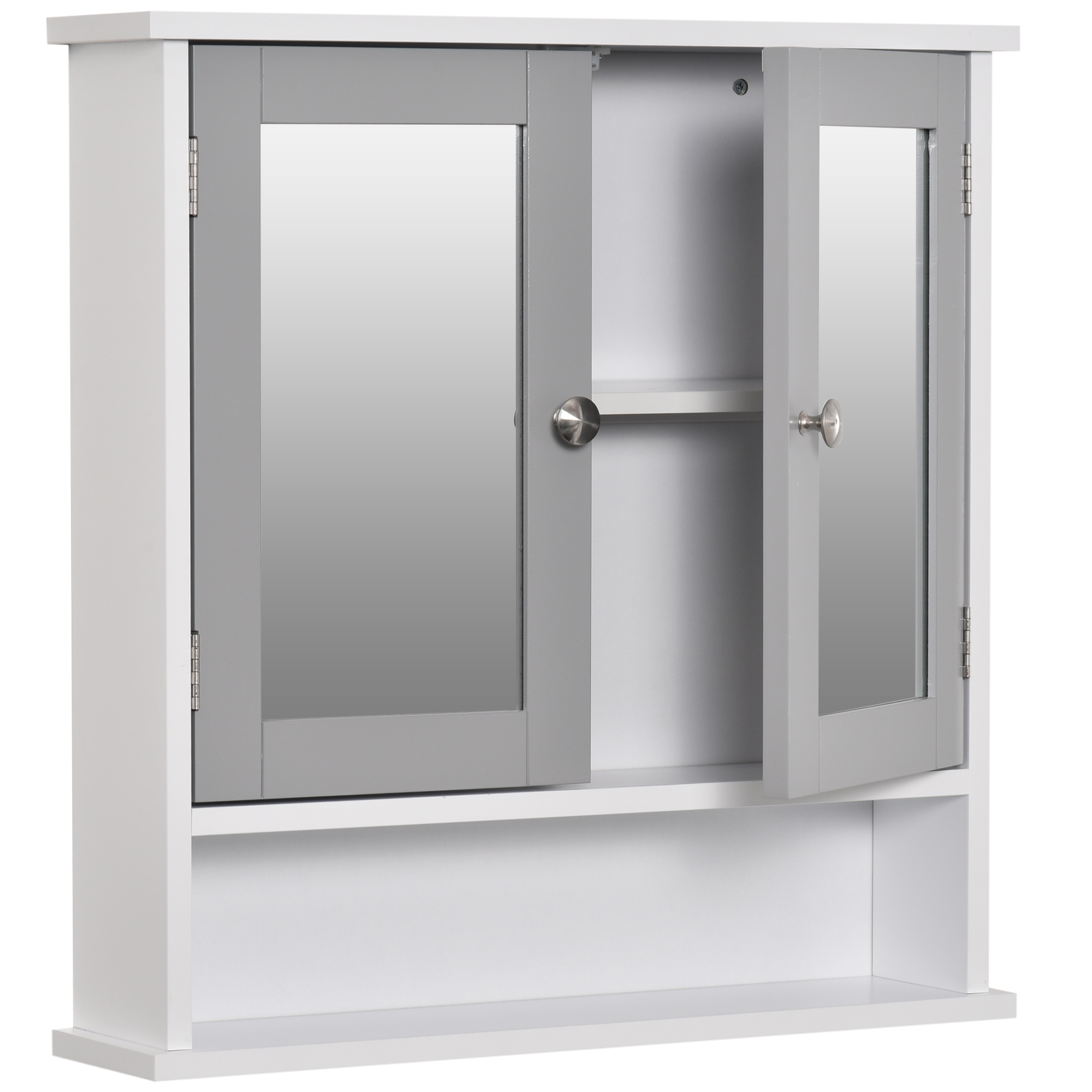 Kleankin Over The Toilet Storage With Mirror, Wall Mounted With Double Mirrored Doors,Bathroom Mirror Cabinet, Cupboard ,Shelf, White , Aosom Canada