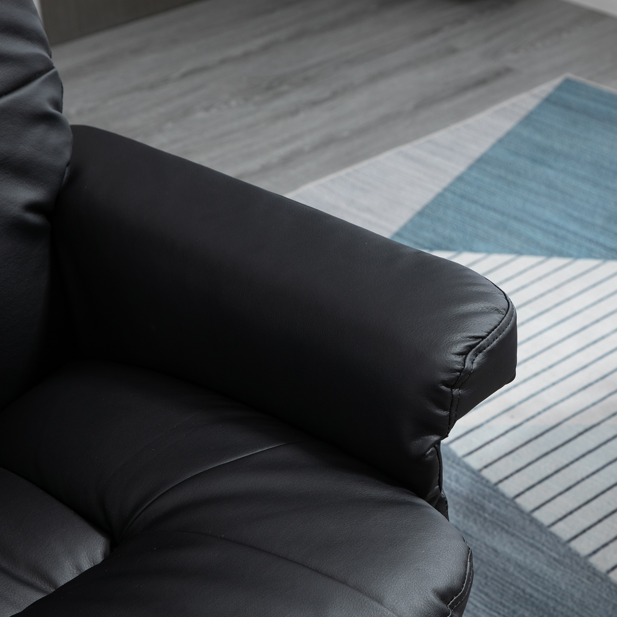 HOMCOM Recliner and Ottoman with Wrapped Base, Swivel PU Leather Reclining Chair with Footrest for Living Room, Bedroom and Office, Black| Aosom.com 7